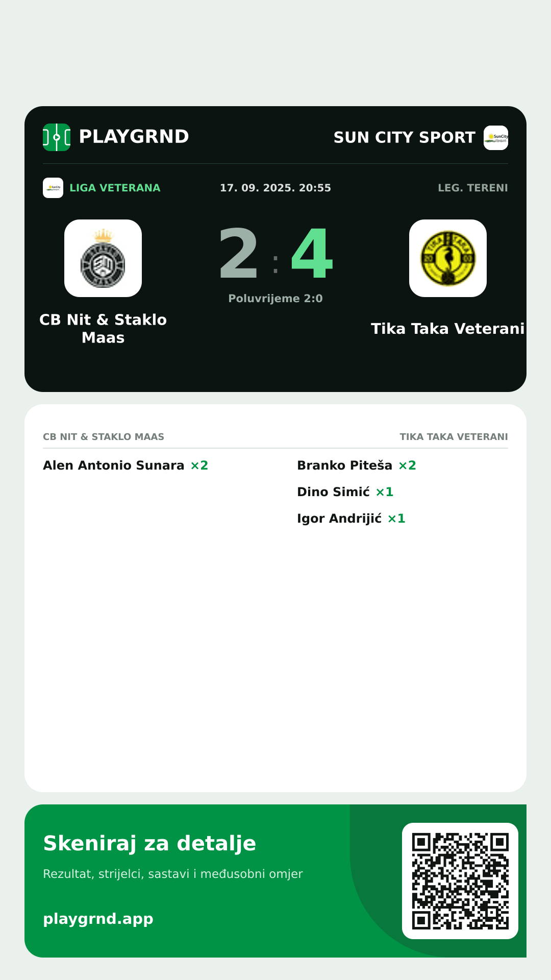 Story slika: CB Nit & Staklo Maas 2:4 Tika Taka Veterani