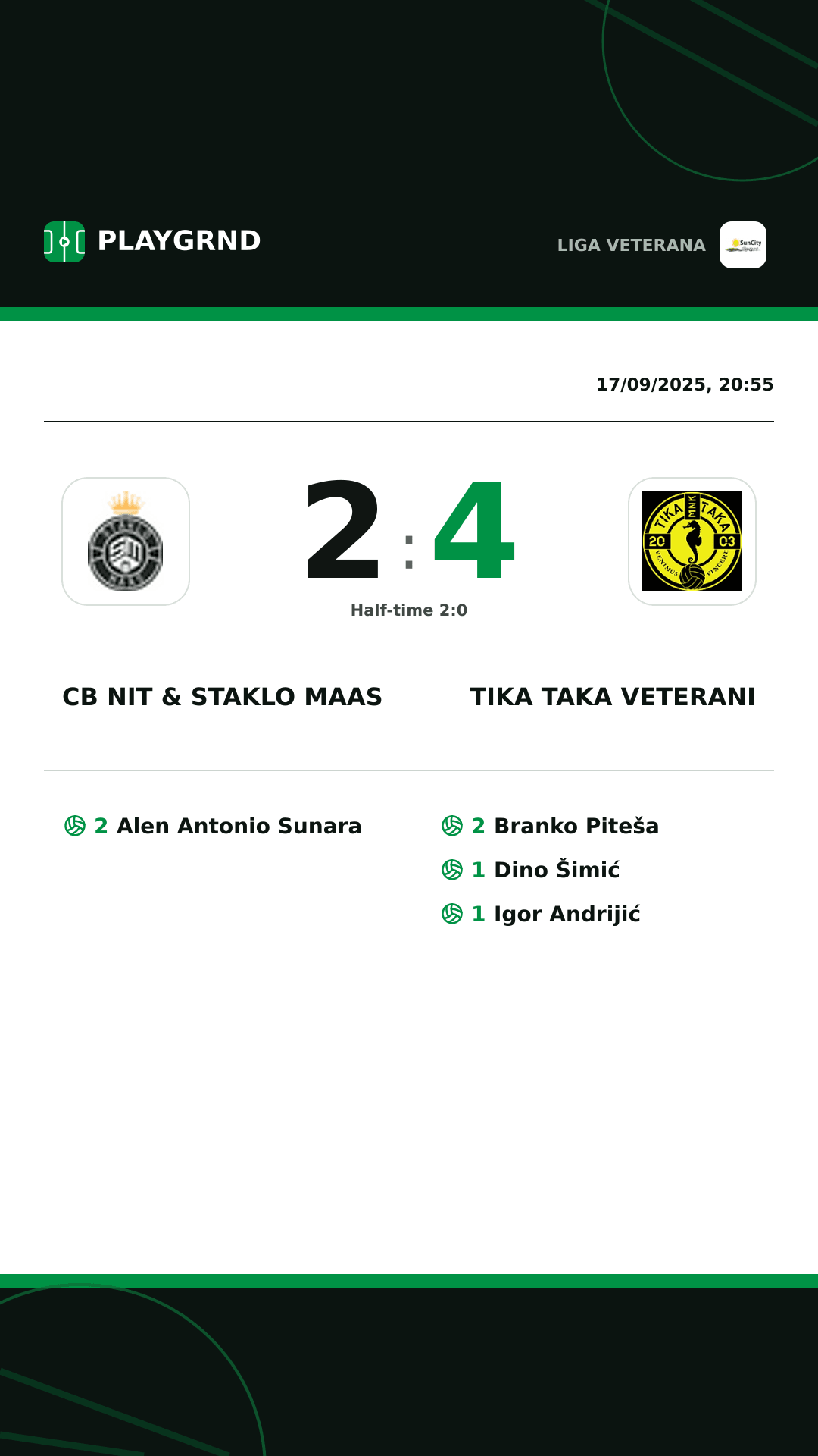 Instagram artwork: CB Nit & Staklo Maas 2:4 Tika Taka Veterani