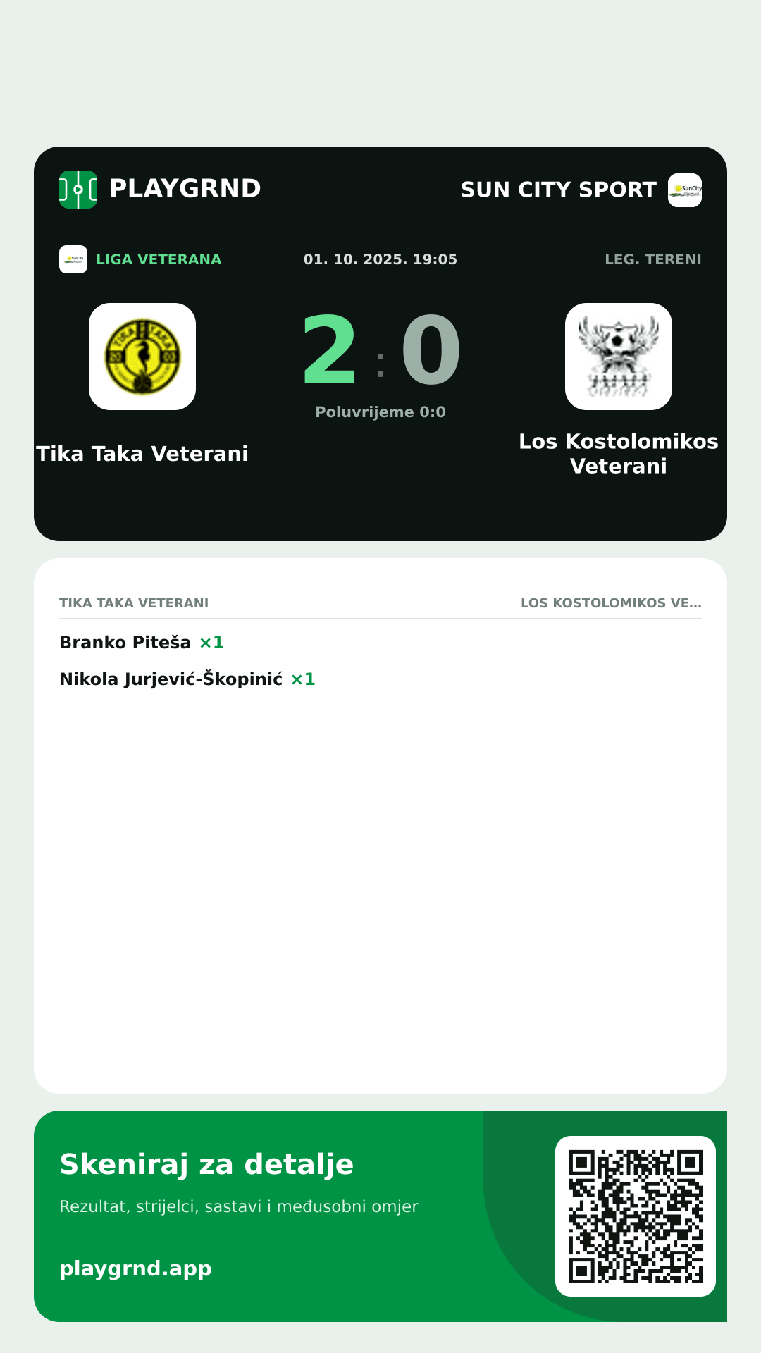 Story image: Tika Taka Veterani 2:0 Los Kostolomikos Veterani