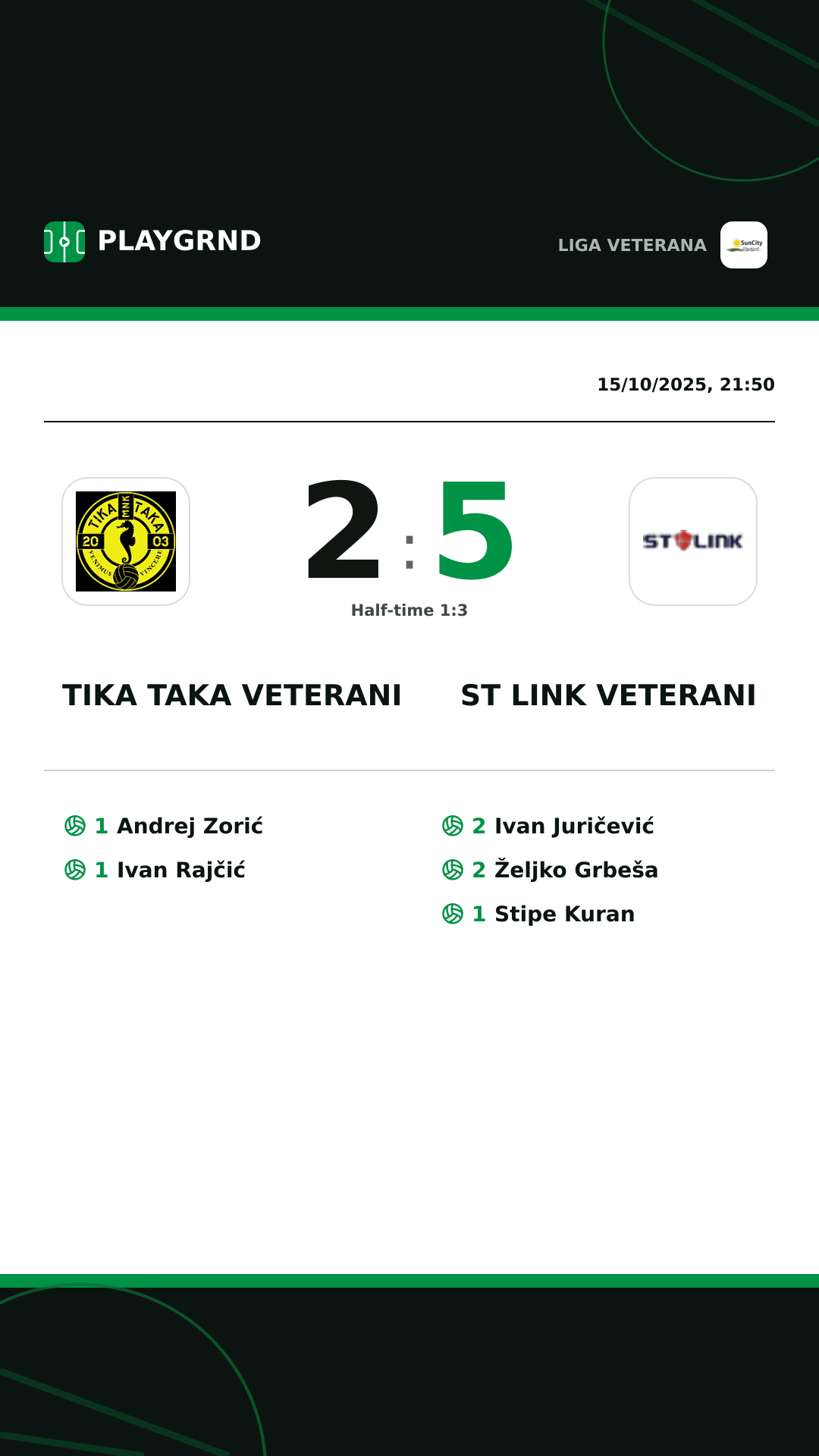 Instagram artwork: Tika Taka Veterani 2:5 ST Link Veterani