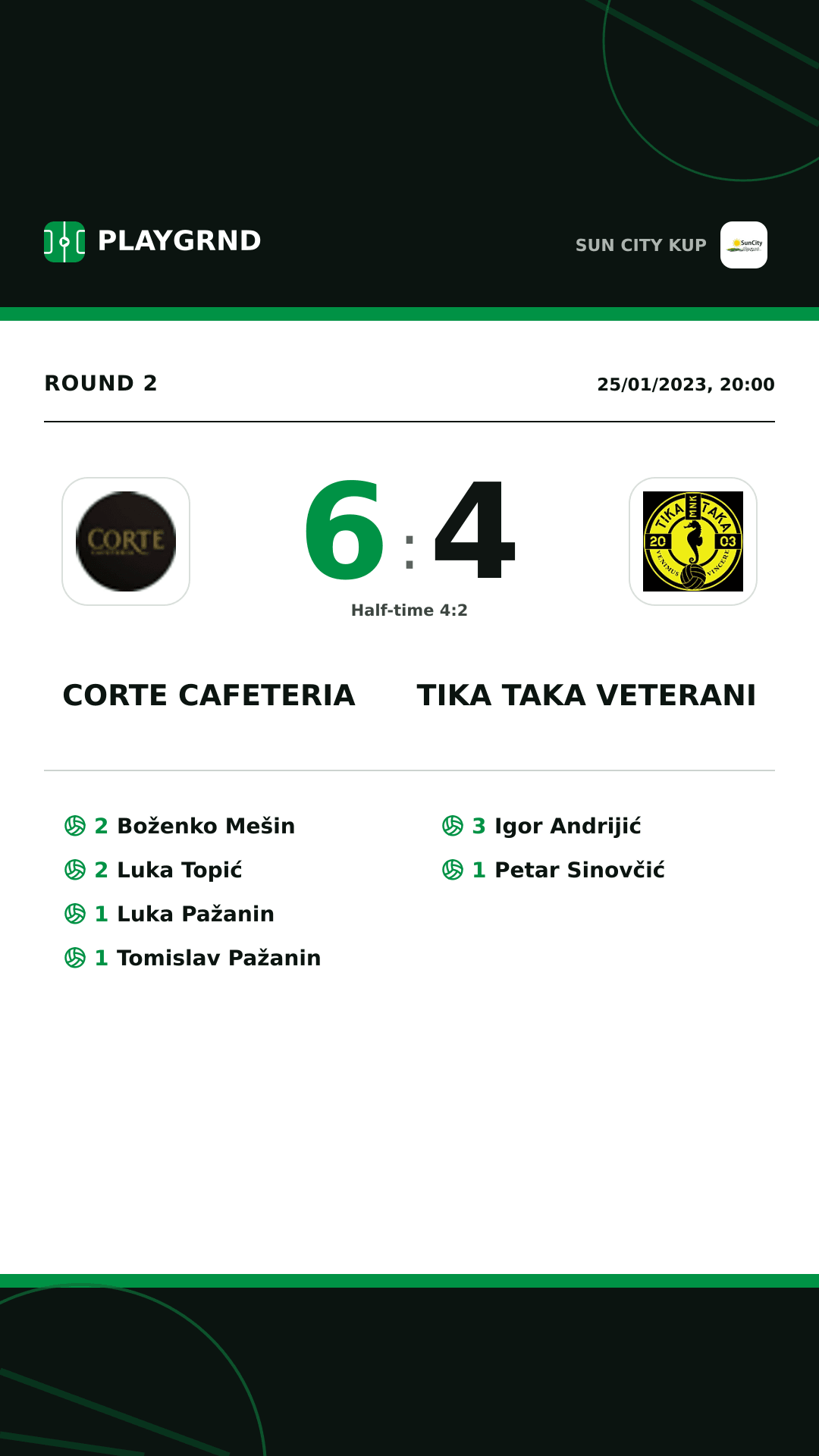Instagram artwork: Corte Cafeteria 6:4 Tika Taka Veterani
