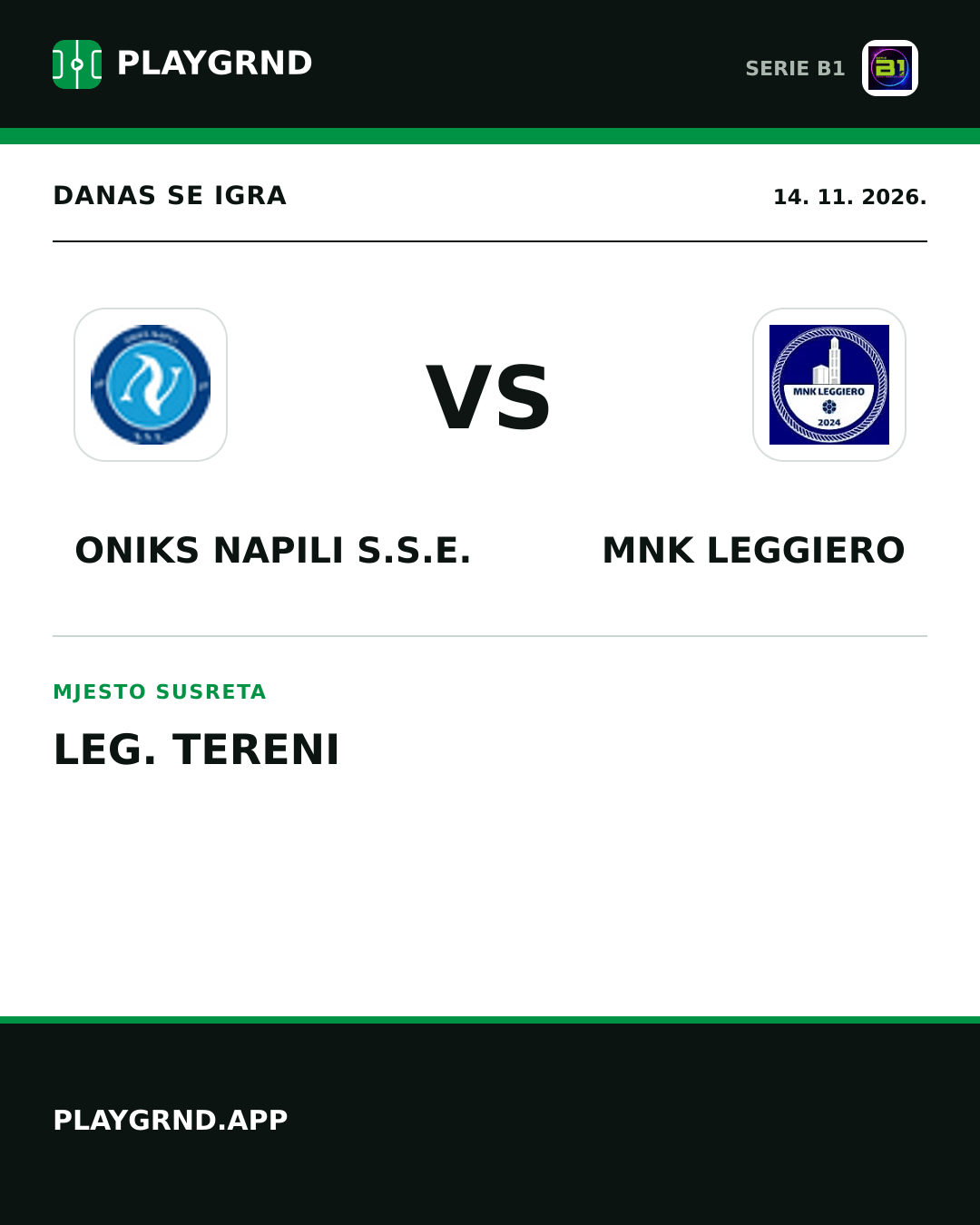 Instagram slika: Oniks Napili S.S.E. vs MNK Leggiero