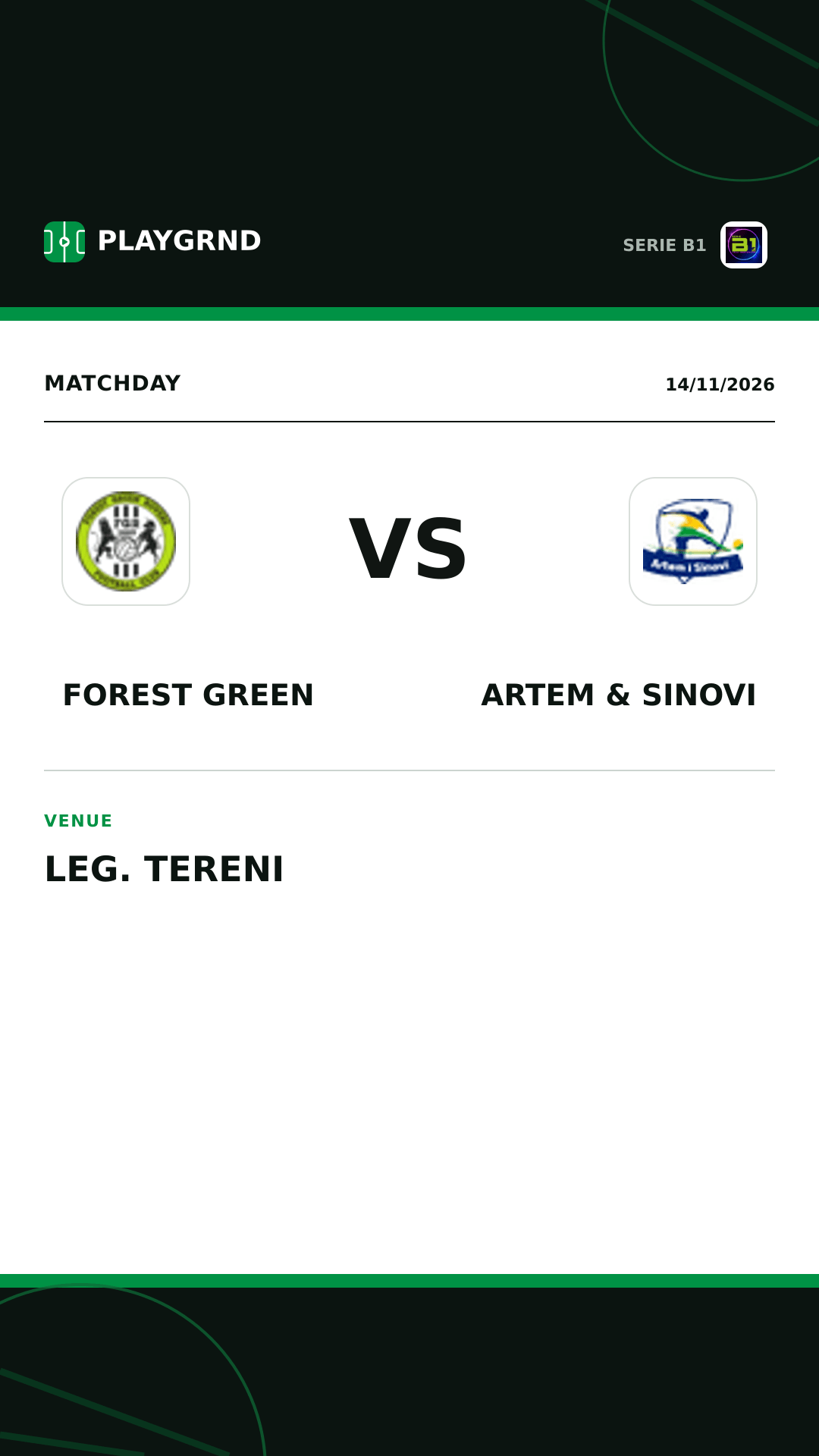 Instagram artwork: Forest Green vs Artem & Sinovi