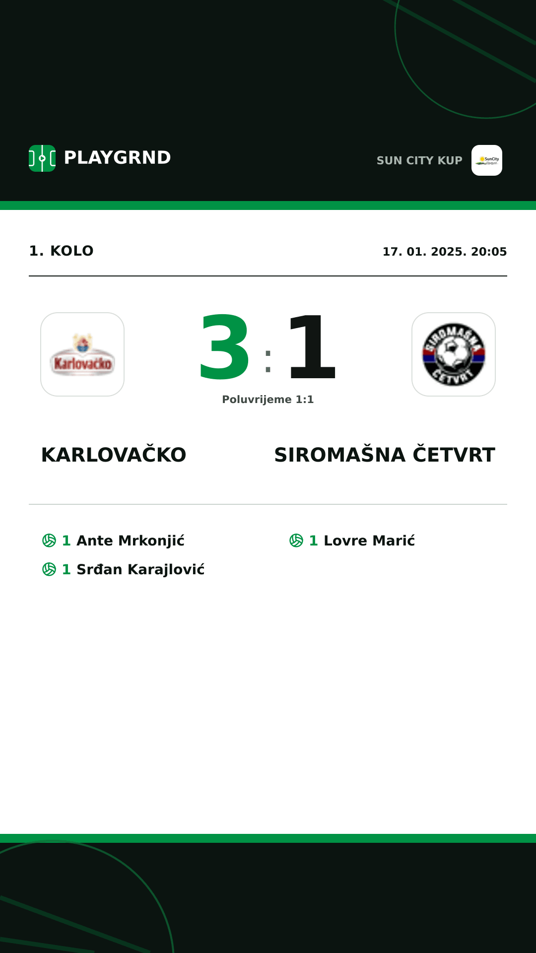Instagram slika: Karlovačko 3:1 Siromašna Četvrt
