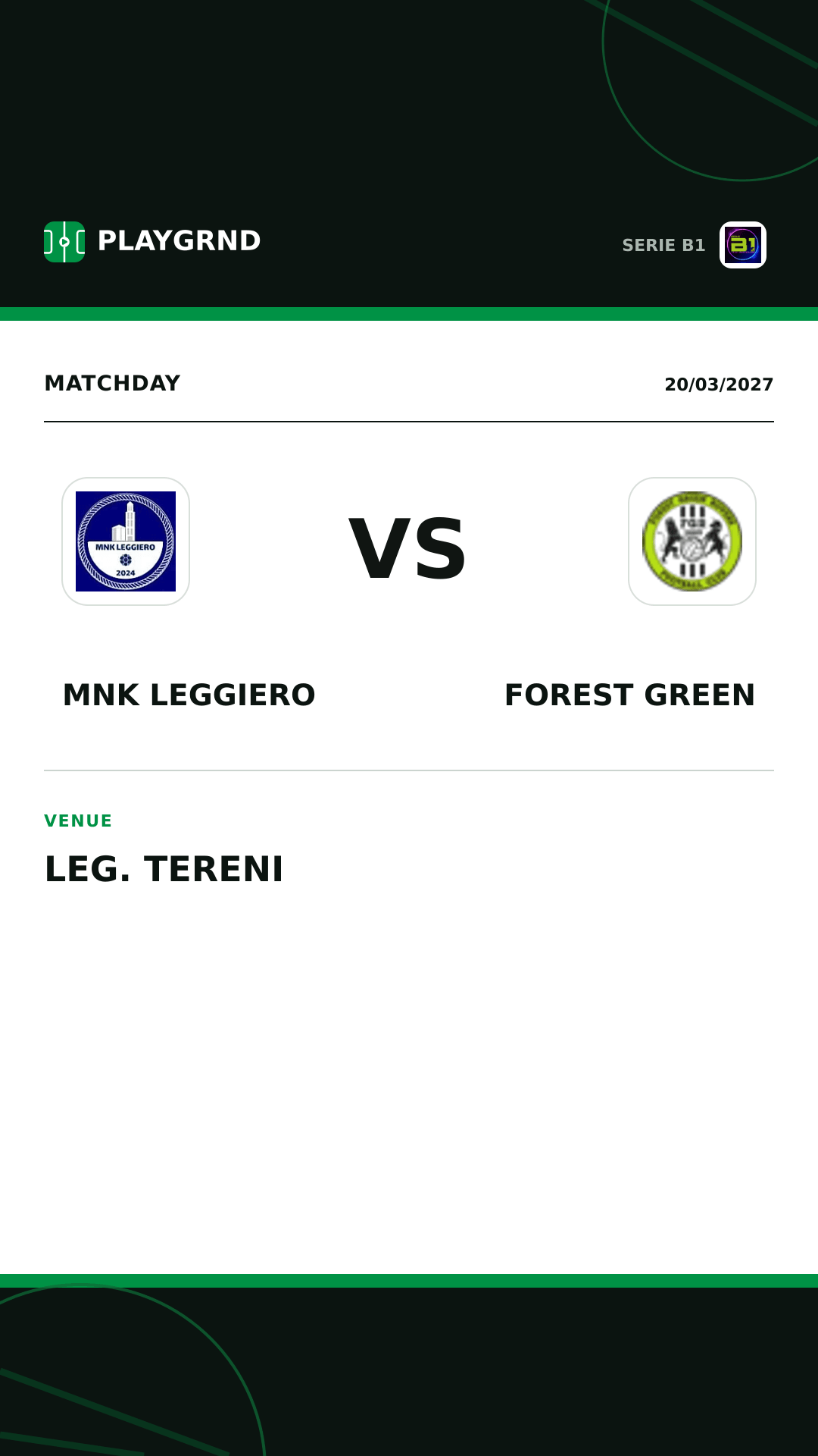 Instagram artwork: MNK Leggiero vs Forest Green