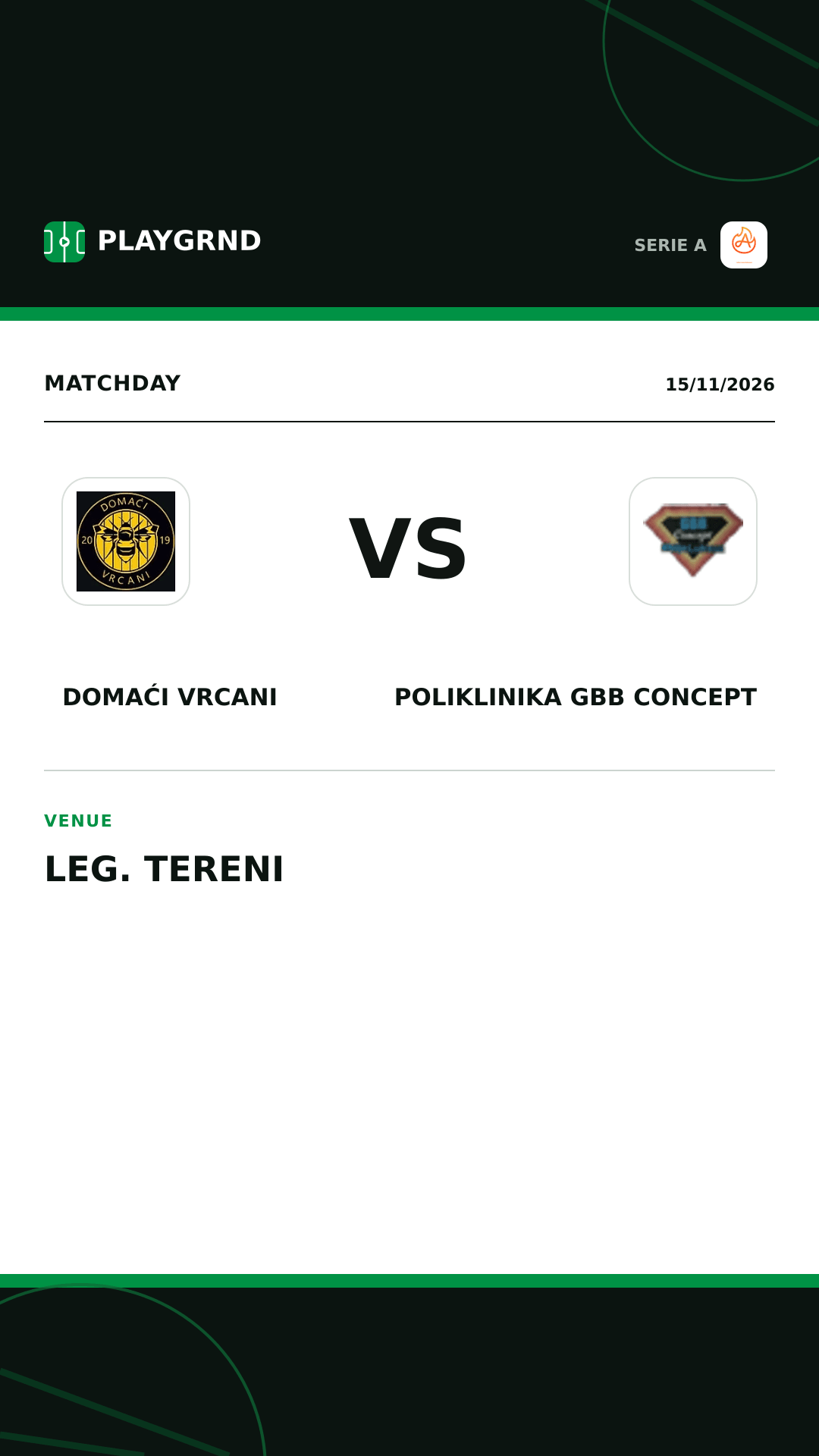 Instagram artwork: Domaći Vrcani vs Poliklinika Gbb Concept