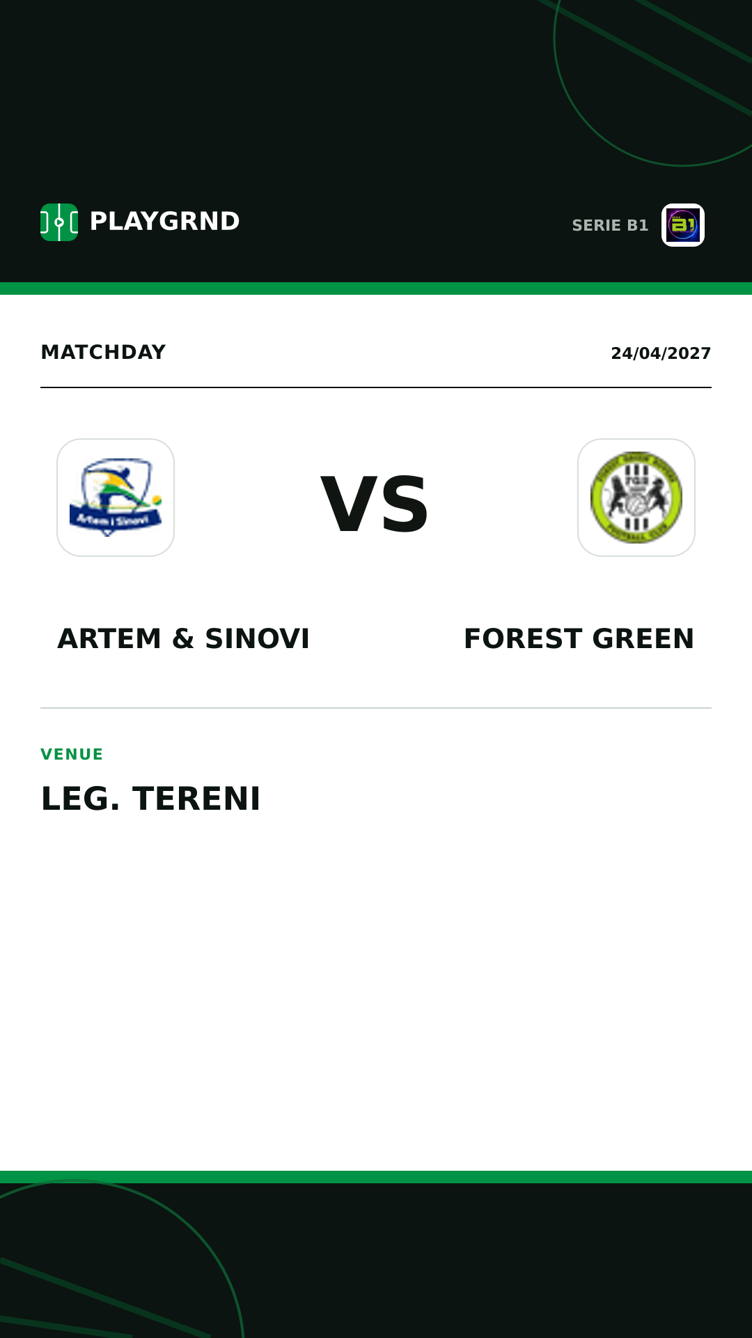 Instagram artwork: Artem & Sinovi vs Forest Green