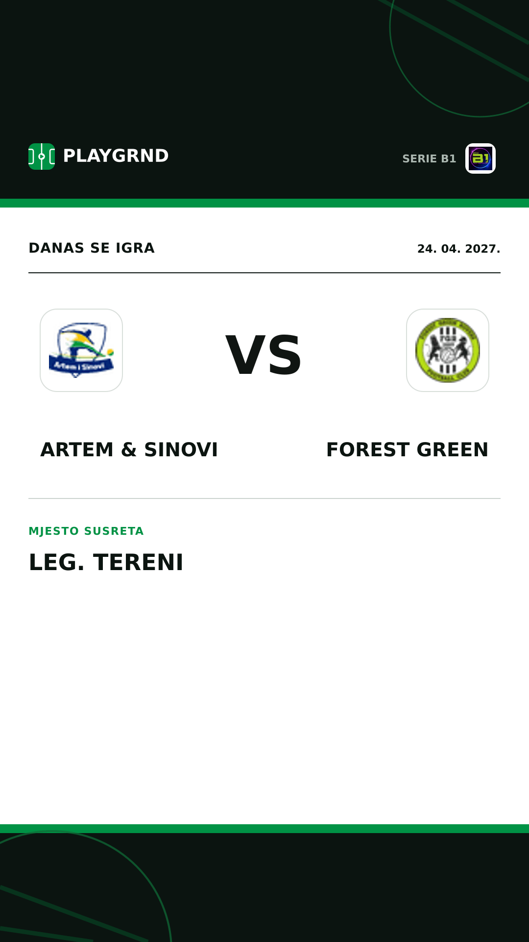 Instagram slika: Artem & Sinovi vs Forest Green