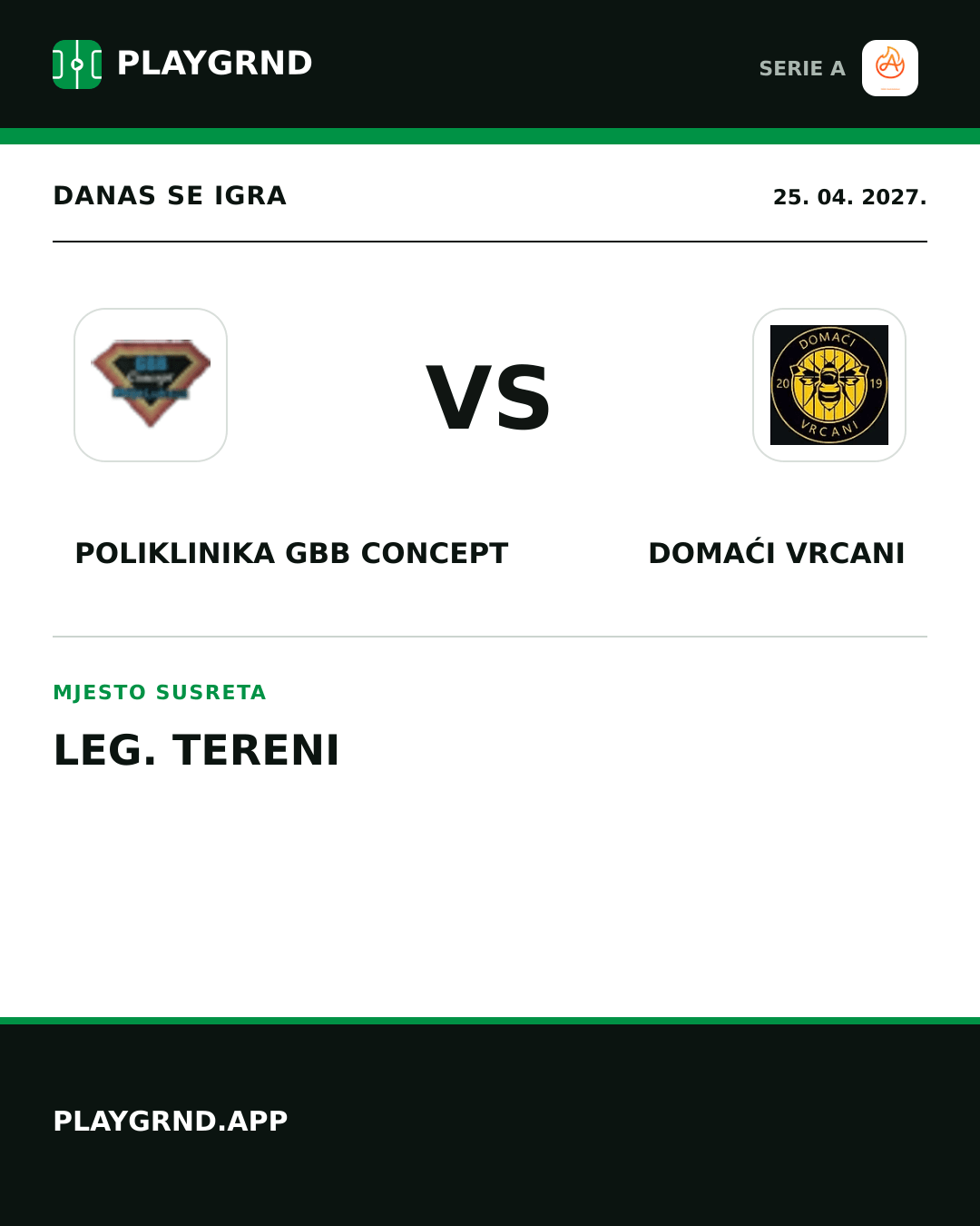 Instagram slika: Poliklinika Gbb Concept vs Domaći Vrcani