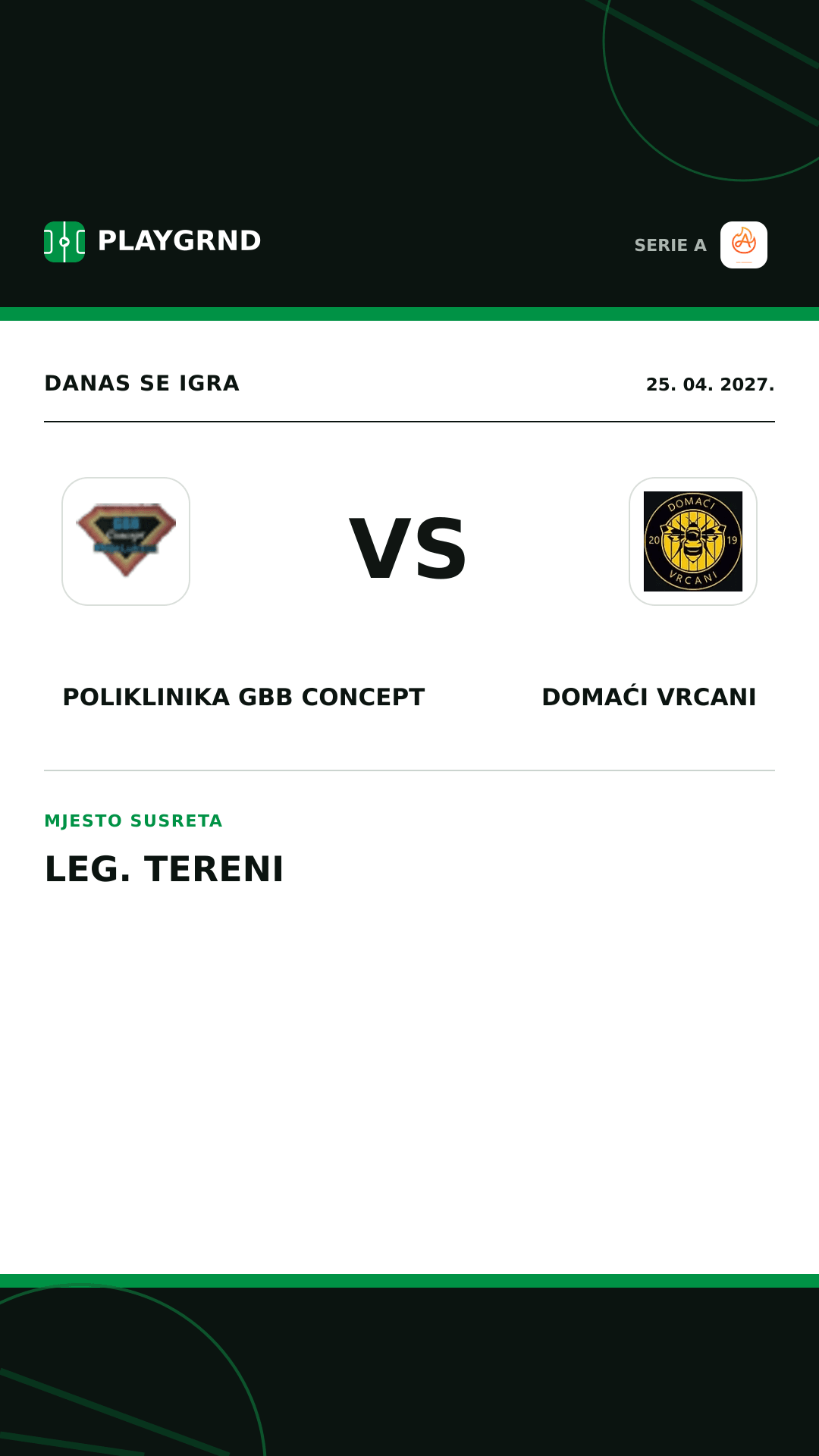 Instagram slika: Poliklinika Gbb Concept vs Domaći Vrcani