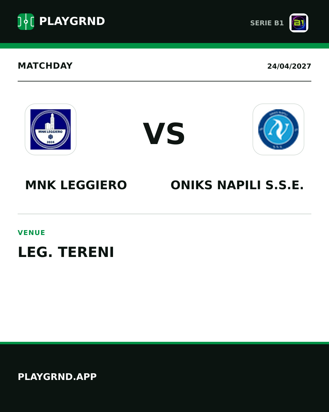 Instagram artwork: MNK Leggiero vs Oniks Napili S.S.E.