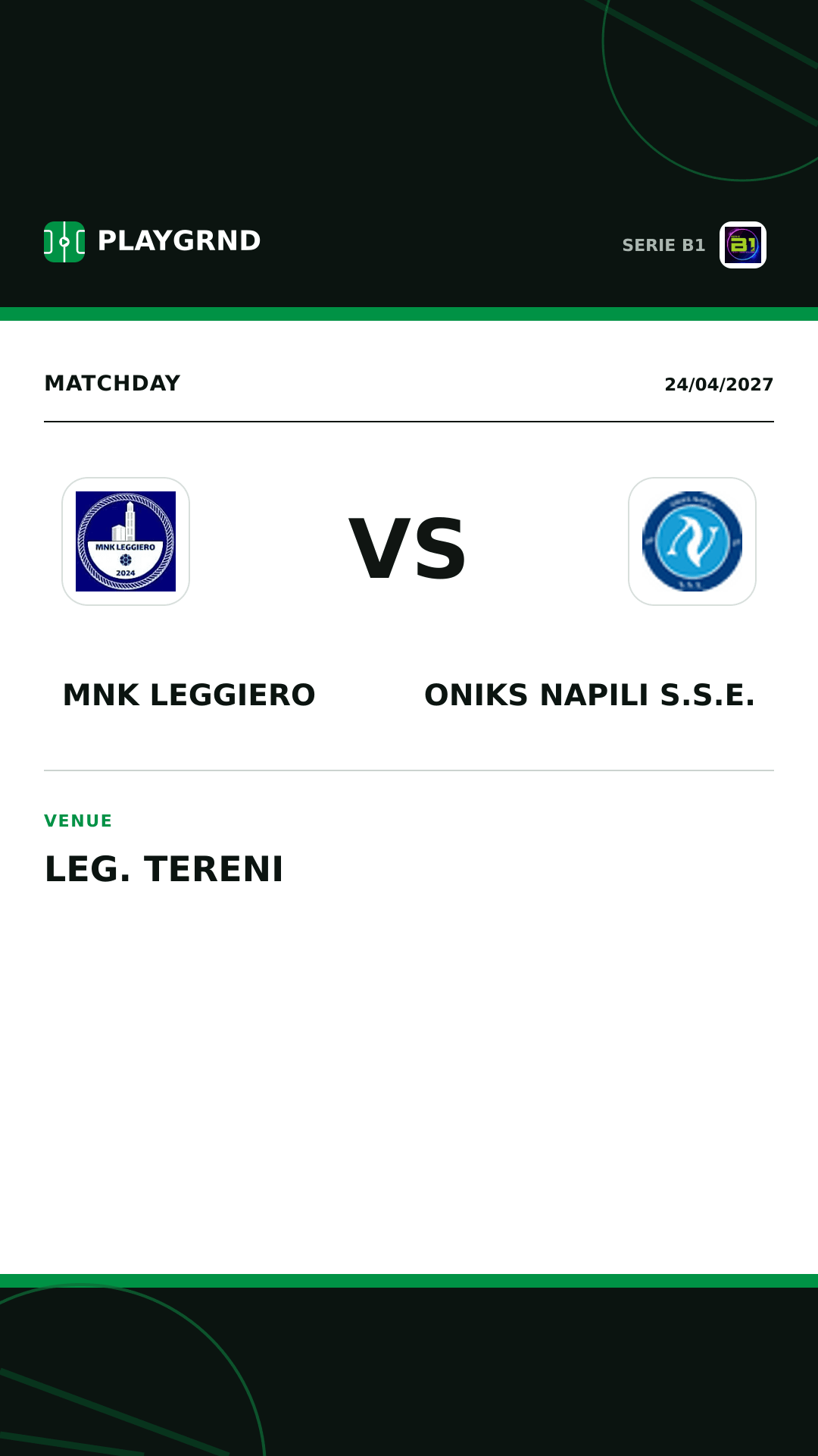 Instagram artwork: MNK Leggiero vs Oniks Napili S.S.E.
