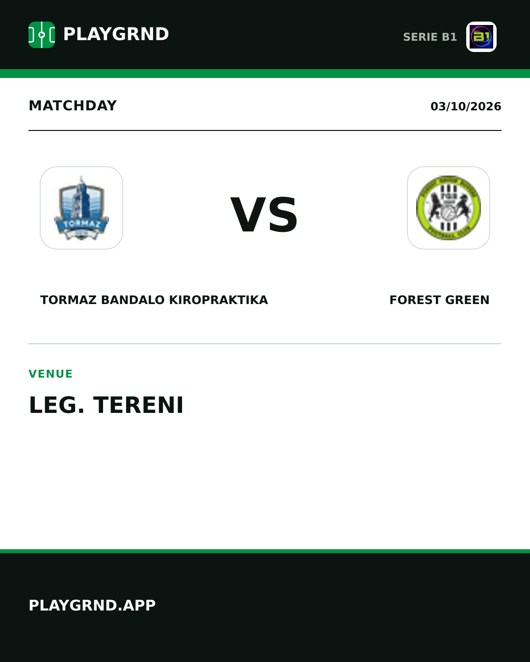 Instagram artwork: Tormaz Bandalo Kiropraktika vs Forest Green