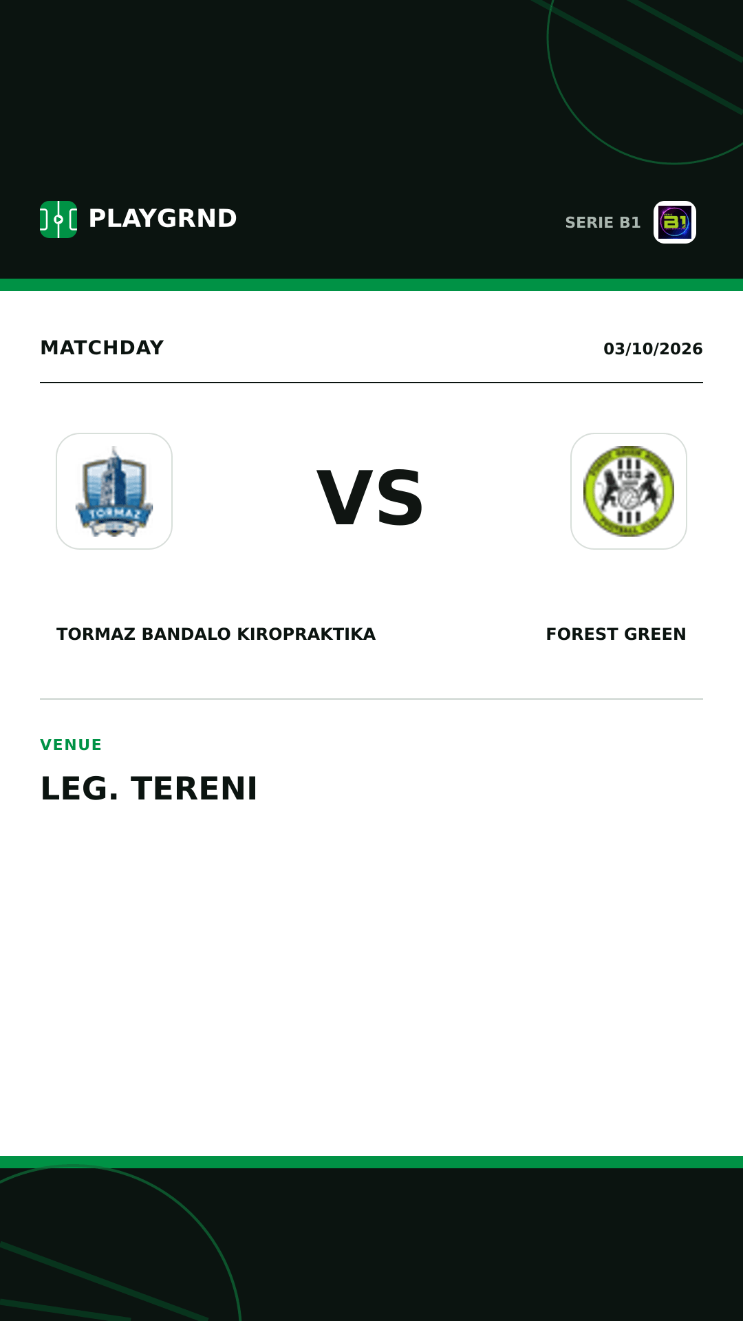 Instagram artwork: Tormaz Bandalo Kiropraktika vs Forest Green
