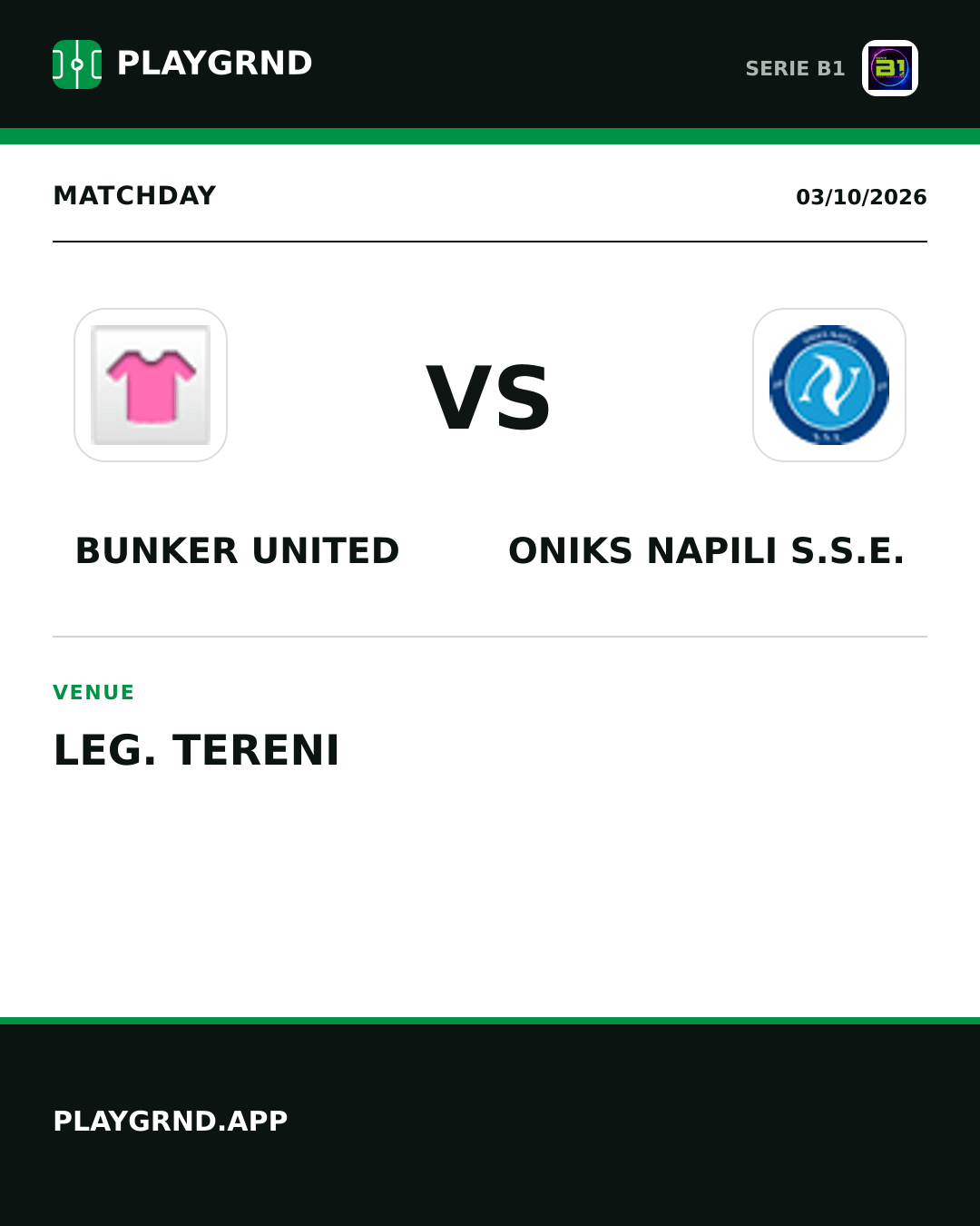 Instagram artwork: Bunker United vs Oniks Napili S.S.E.