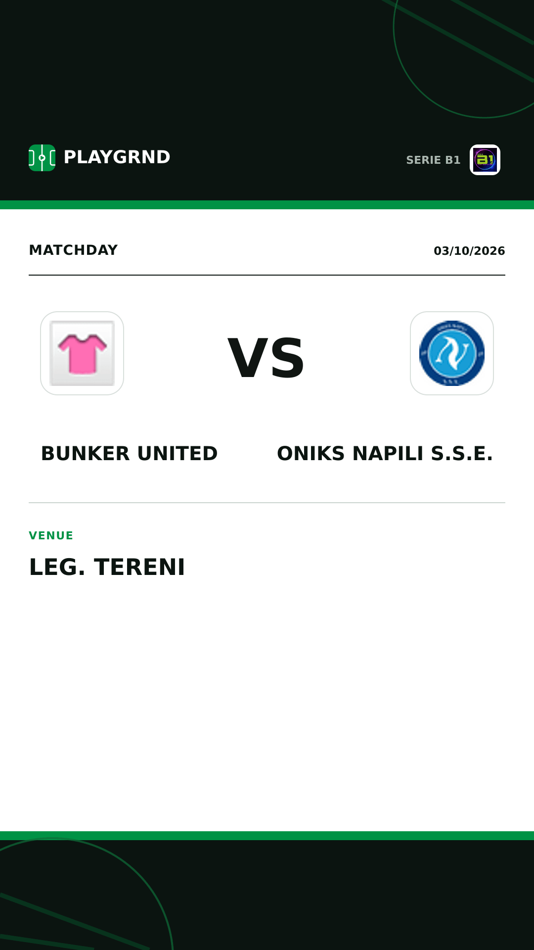 Instagram artwork: Bunker United vs Oniks Napili S.S.E.