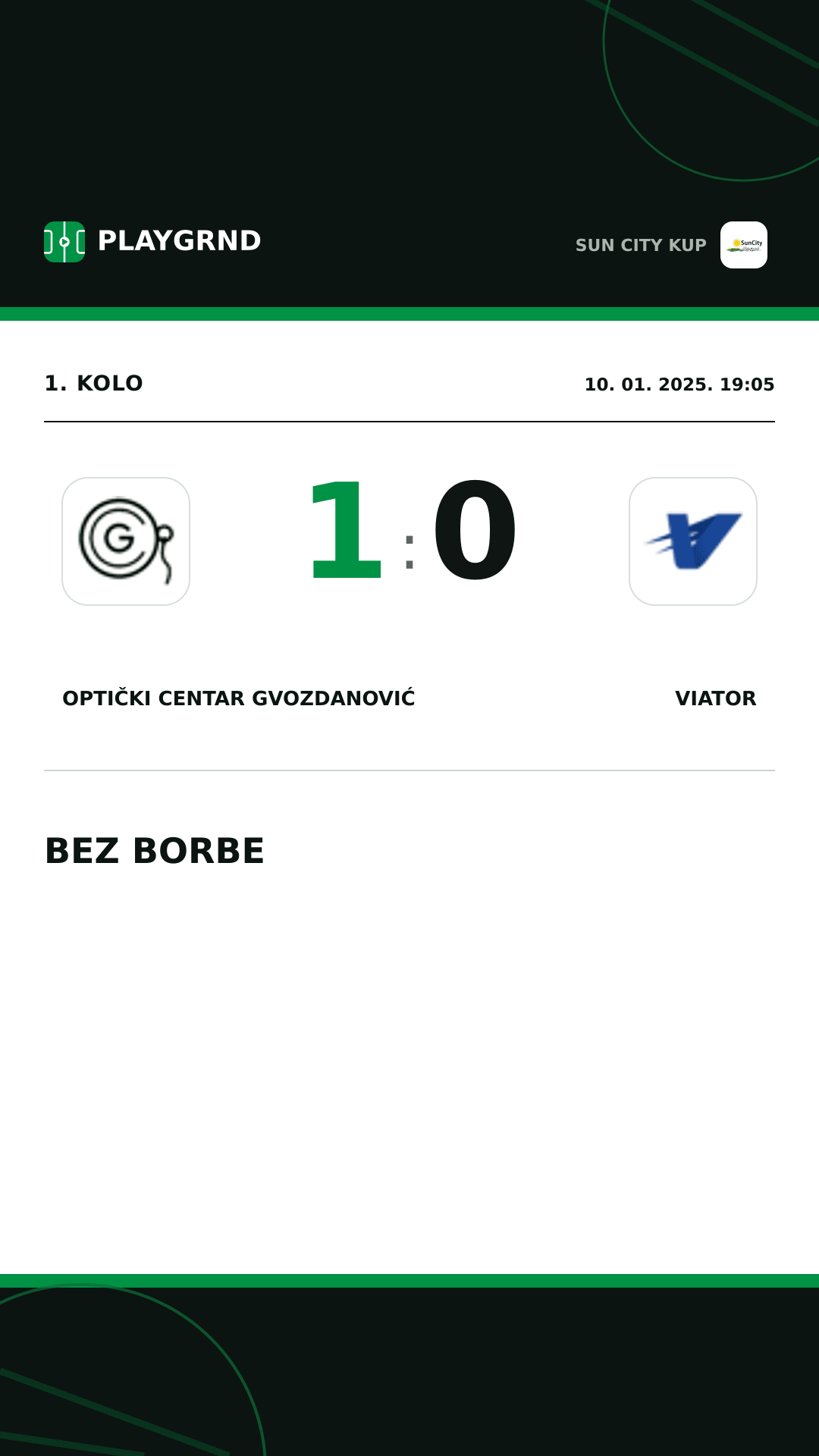 Instagram slika: Optički Centar Gvozdanović 1:0 Viator