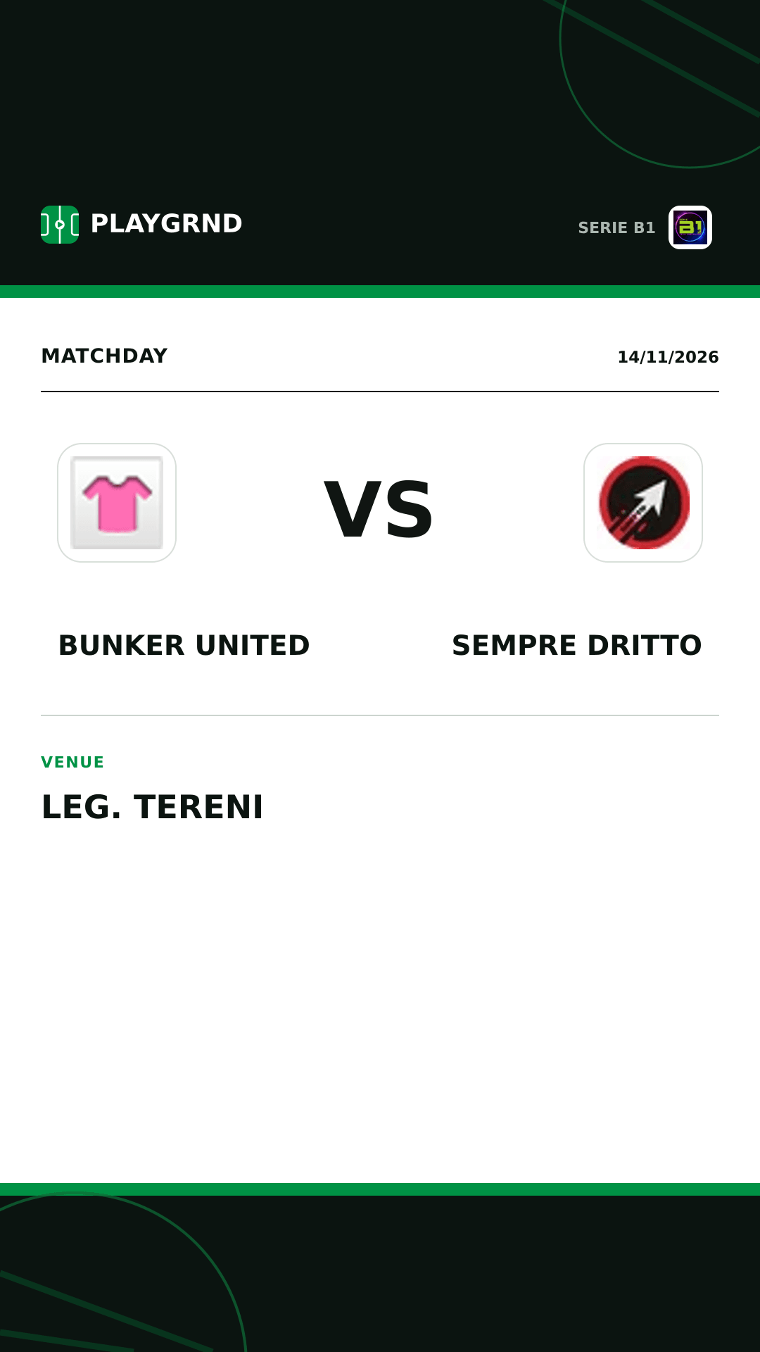 Instagram artwork: Bunker United vs Sempre Dritto