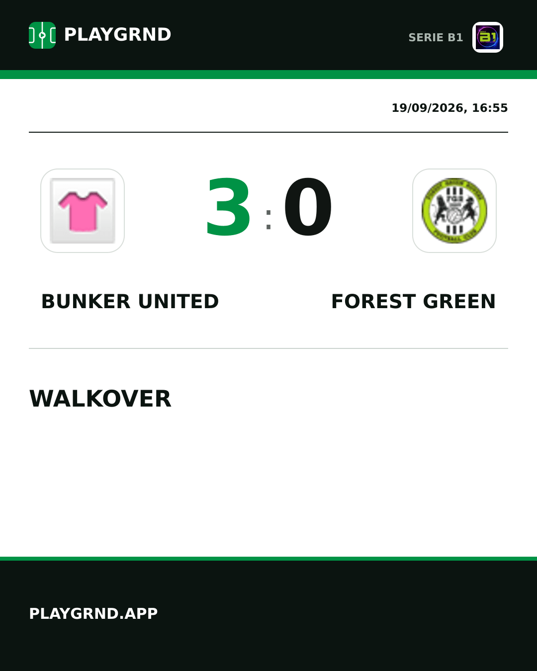 Instagram artwork: Bunker United 3:0 Forest Green