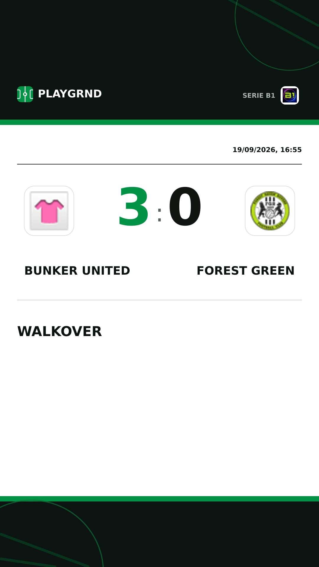 Instagram artwork: Bunker United 3:0 Forest Green
