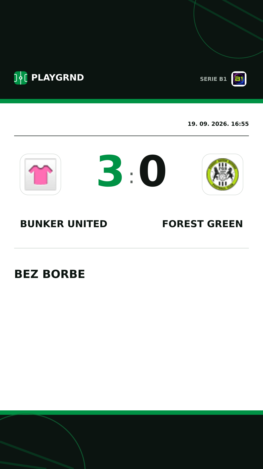 Instagram slika: Bunker United 3:0 Forest Green