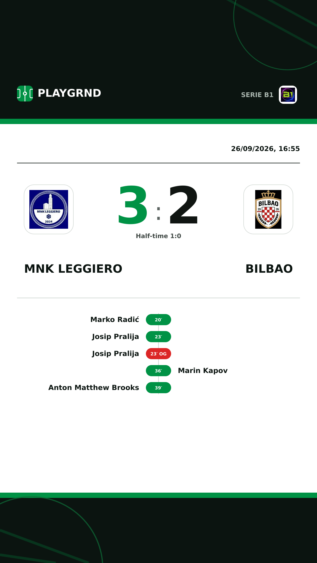 Instagram artwork: MNK Leggiero vs Bilbao