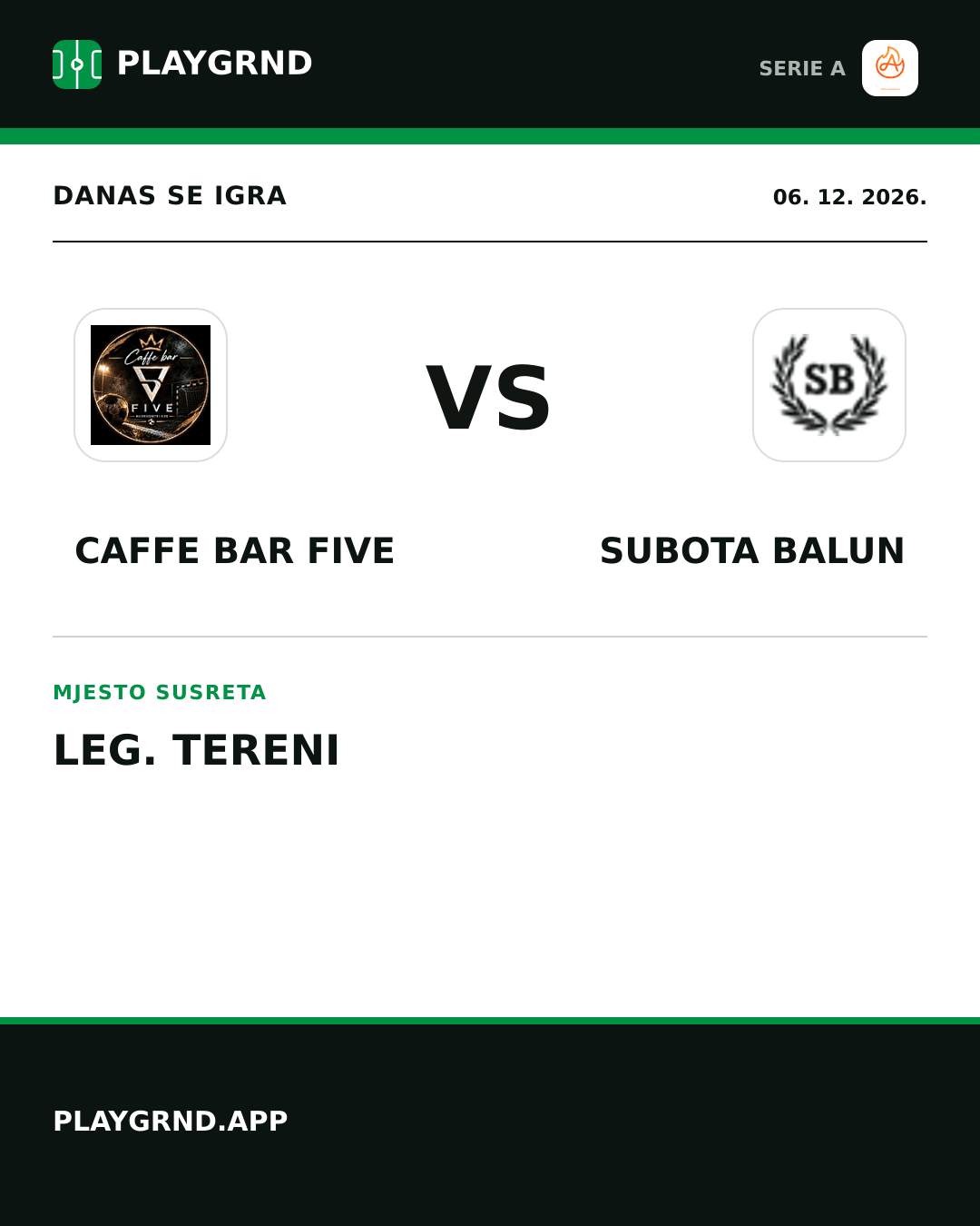 Instagram slika: Caffe Bar Five vs Subota Balun
