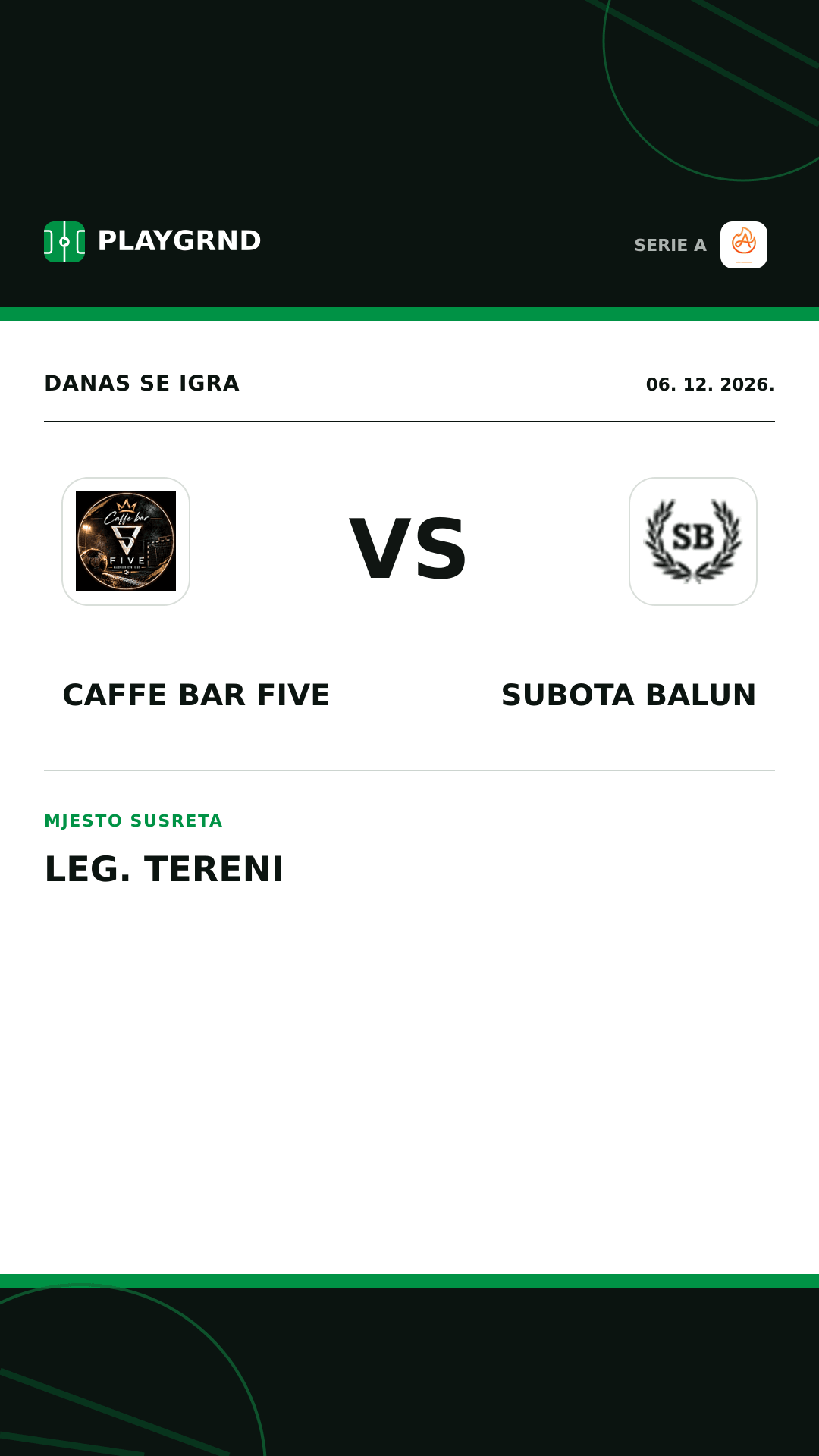 Instagram slika: Caffe Bar Five vs Subota Balun