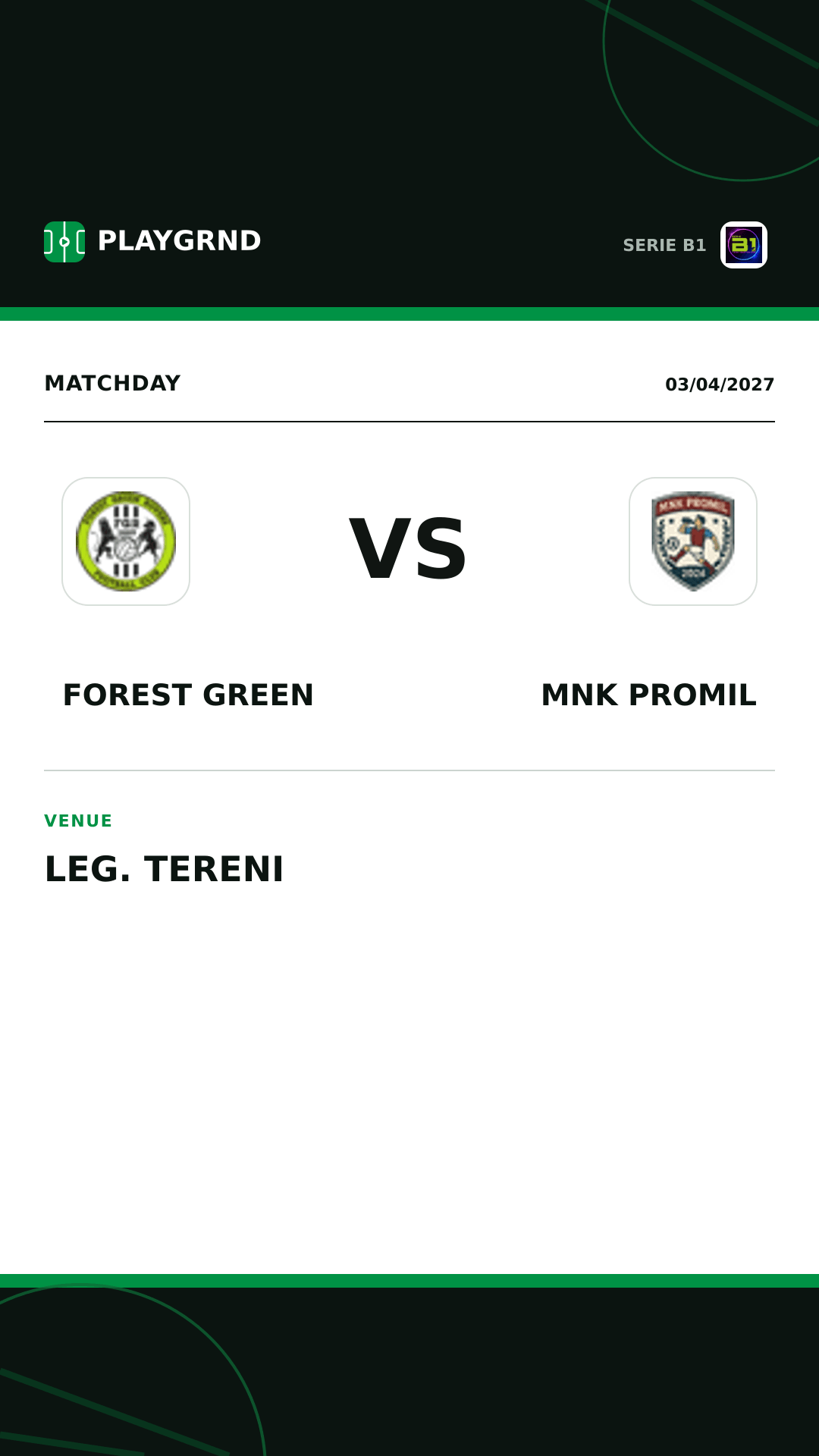 Instagram artwork: Forest Green vs Mnk Promil
