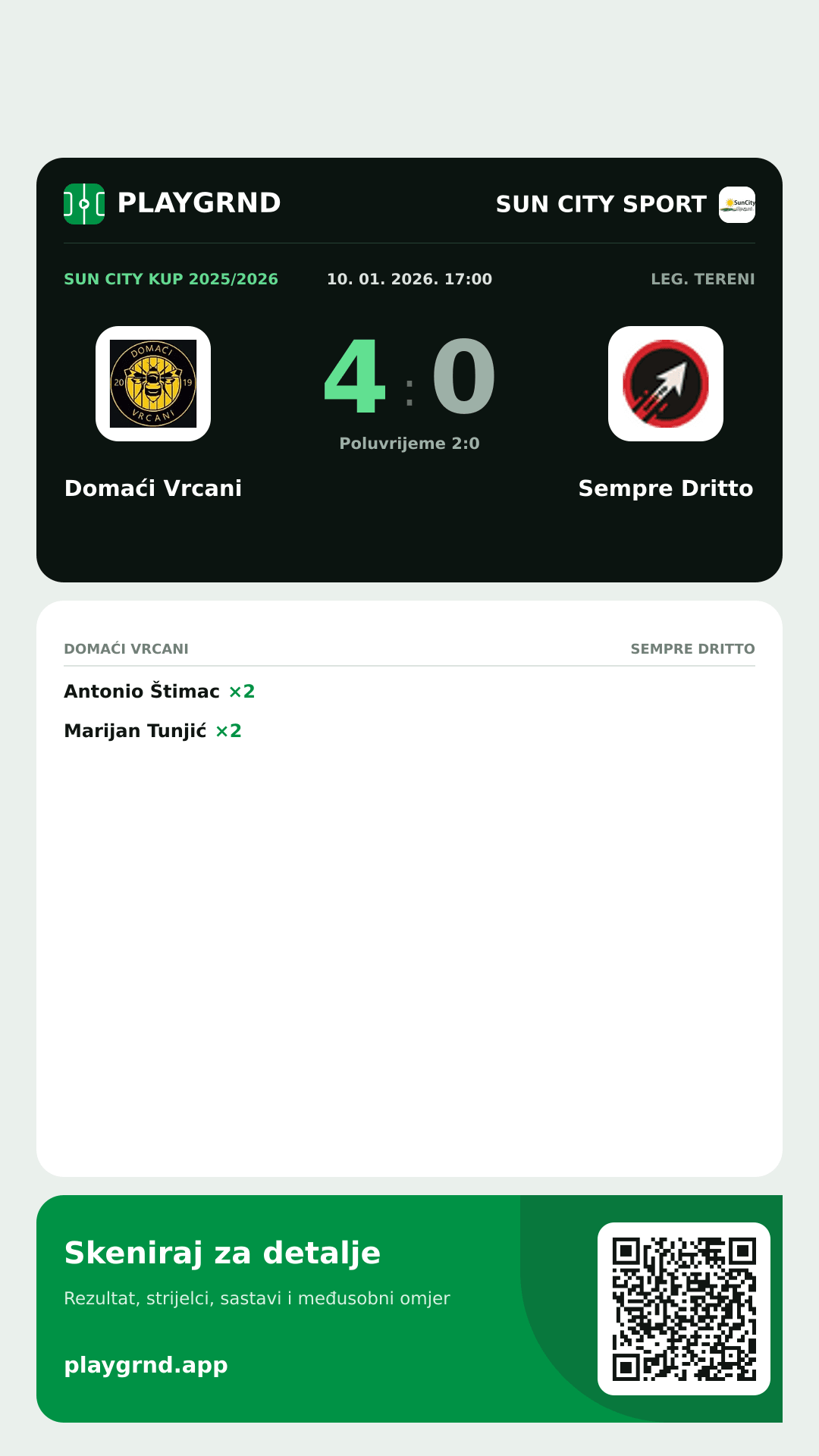 Story slika: Domaći Vrcani 4:0 Sempre Dritto