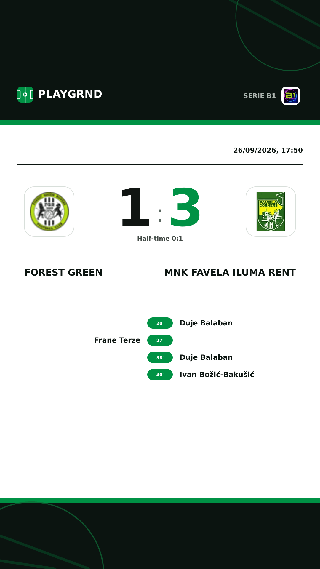 Instagram artwork: Forest Green vs MNK Favela Iluma Rent