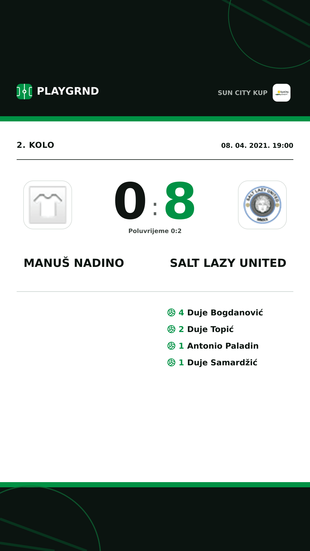 Instagram slika: Manuš Nadino 0:8 Salt Lazy United