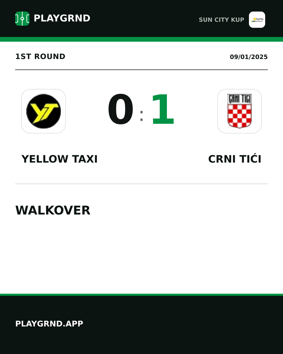 Instagram artwork: Yellow Taxi 0:1 Crni Tići
