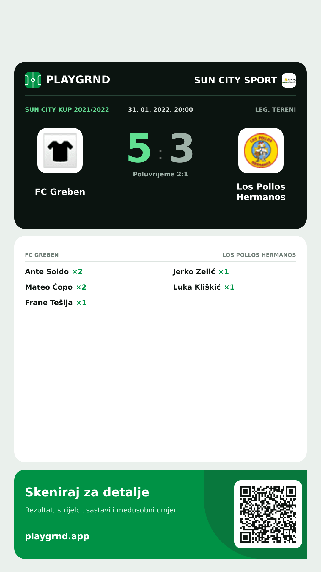 Story slika: FC Greben 5:3 Los Pollos Hermanos