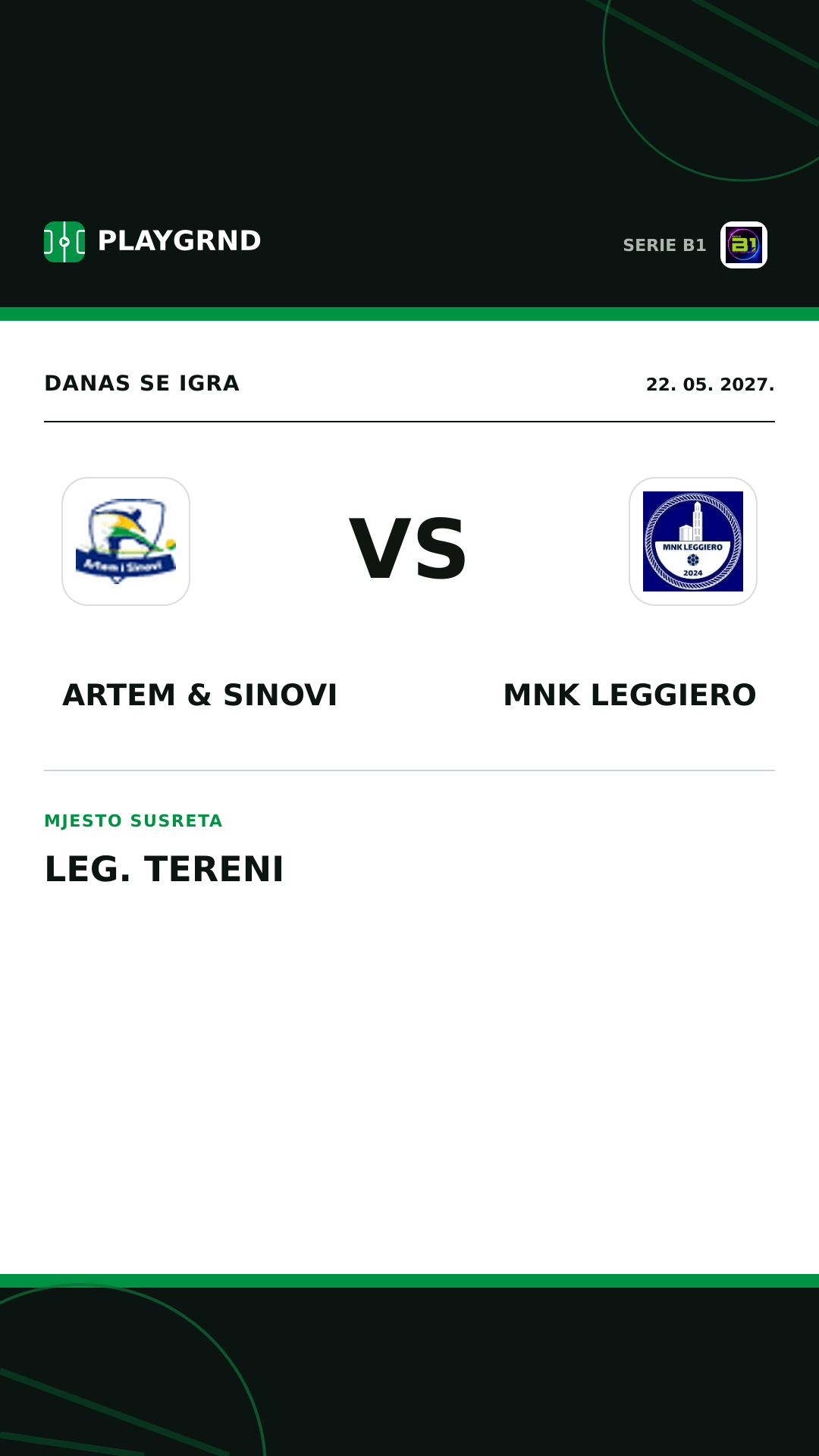 Instagram slika: Artem & Sinovi vs MNK Leggiero