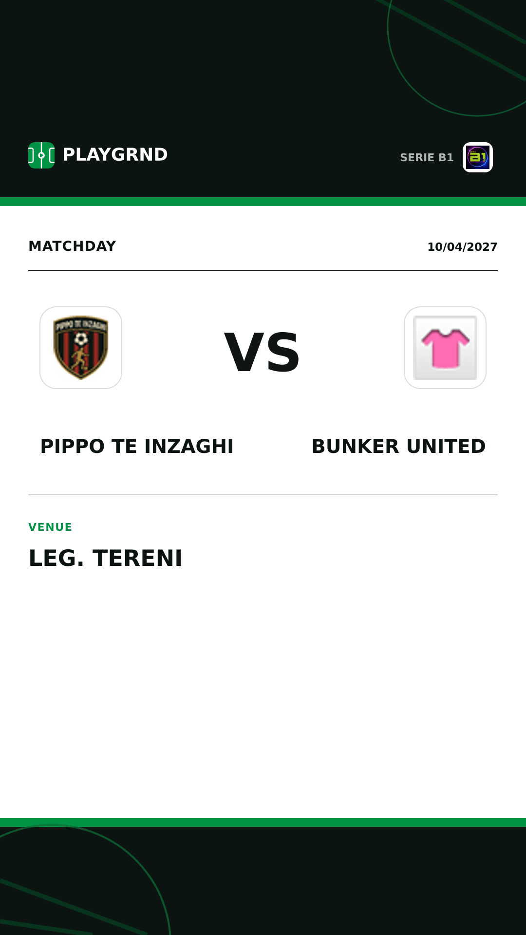 Instagram artwork: Pippo TE Inzaghi vs Bunker United
