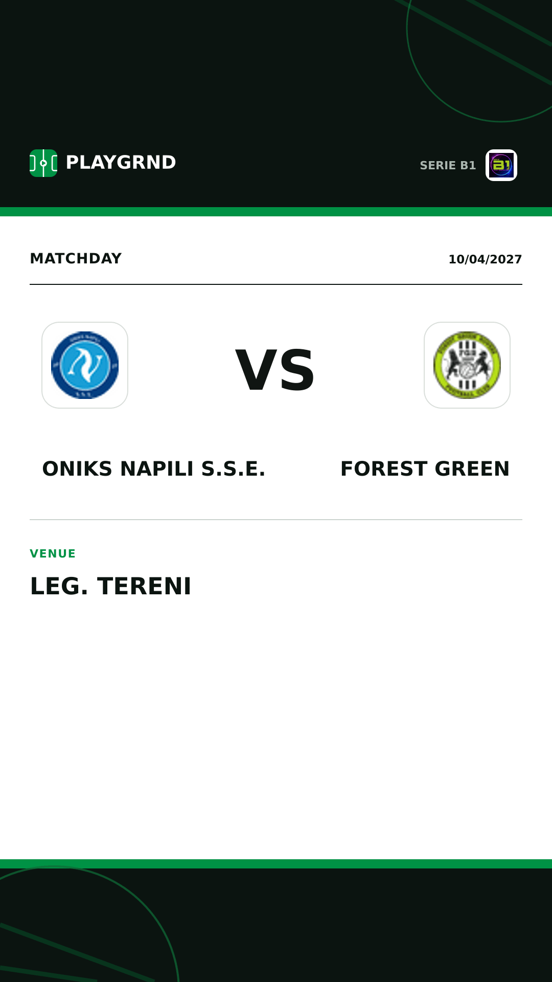 Instagram artwork: Oniks Napili S.S.E. vs Forest Green