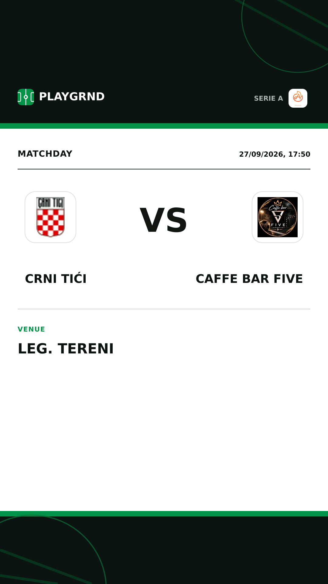 Instagram artwork: Crni Tići vs Caffe Bar Five