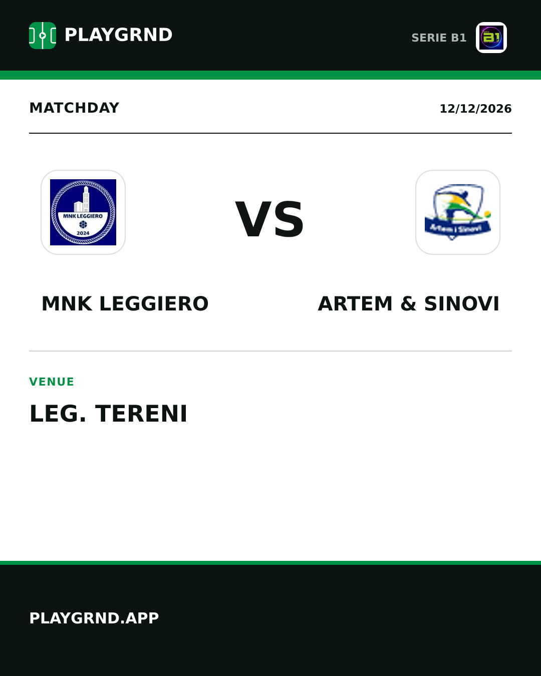 Instagram artwork: MNK Leggiero vs Artem & Sinovi