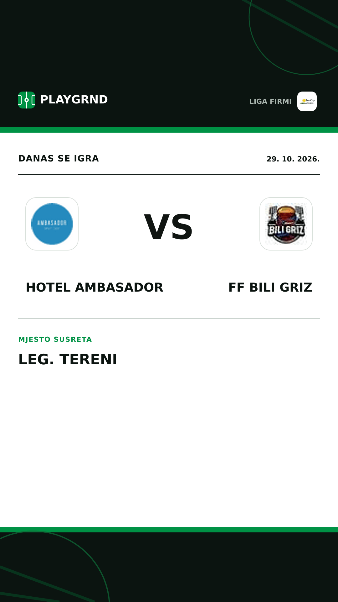 Instagram slika: Hotel Ambasador vs FF Bili Griz