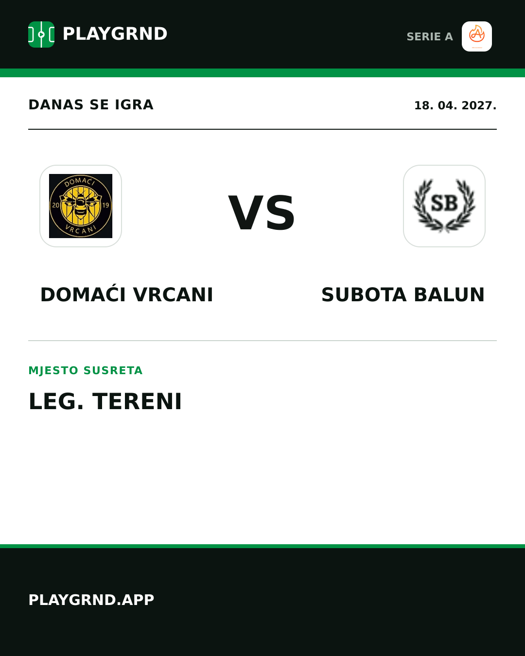 Instagram slika: Domaći Vrcani vs Subota Balun