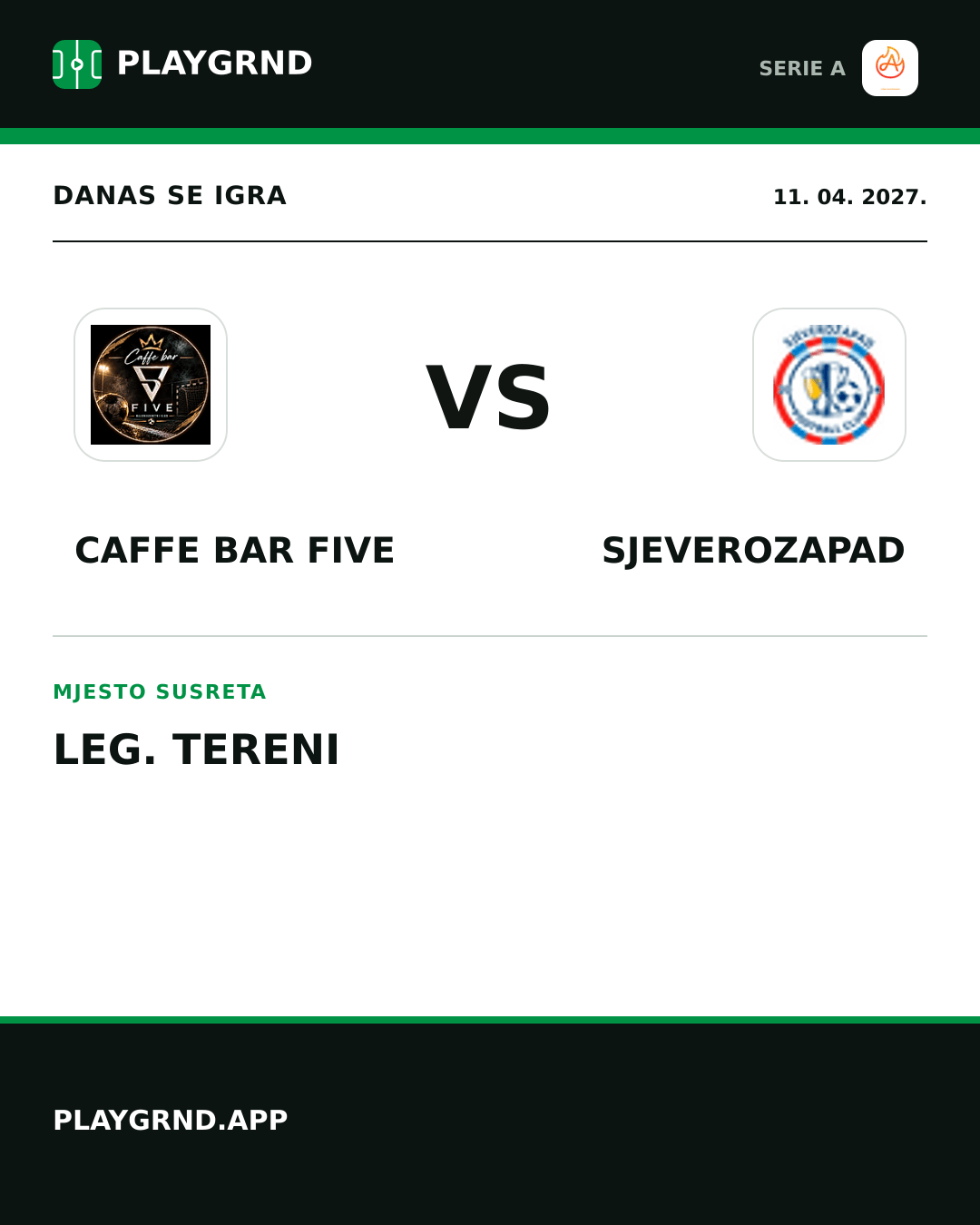 Instagram slika: Caffe Bar Five vs Sjeverozapad
