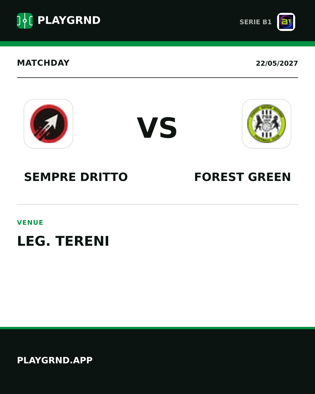 Instagram artwork: Sempre Dritto vs Forest Green