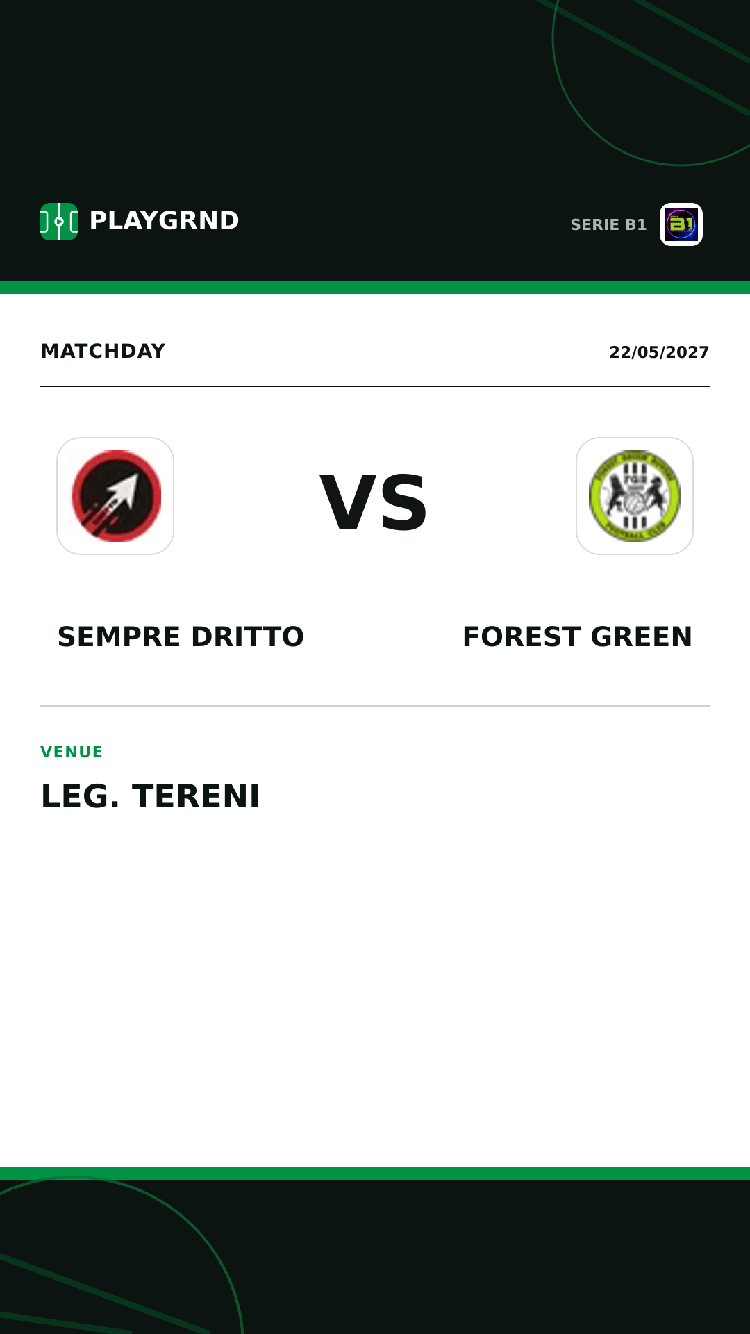 Instagram artwork: Sempre Dritto vs Forest Green