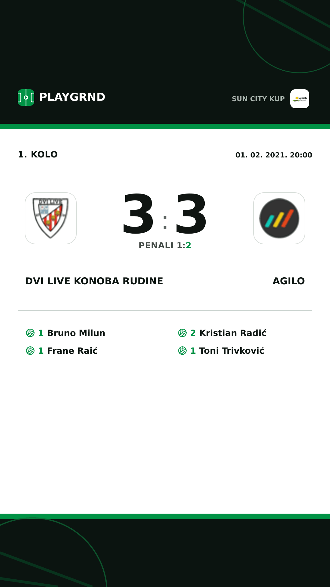 Instagram slika: Dvi Live Konoba Rudine 3:3 Agilo