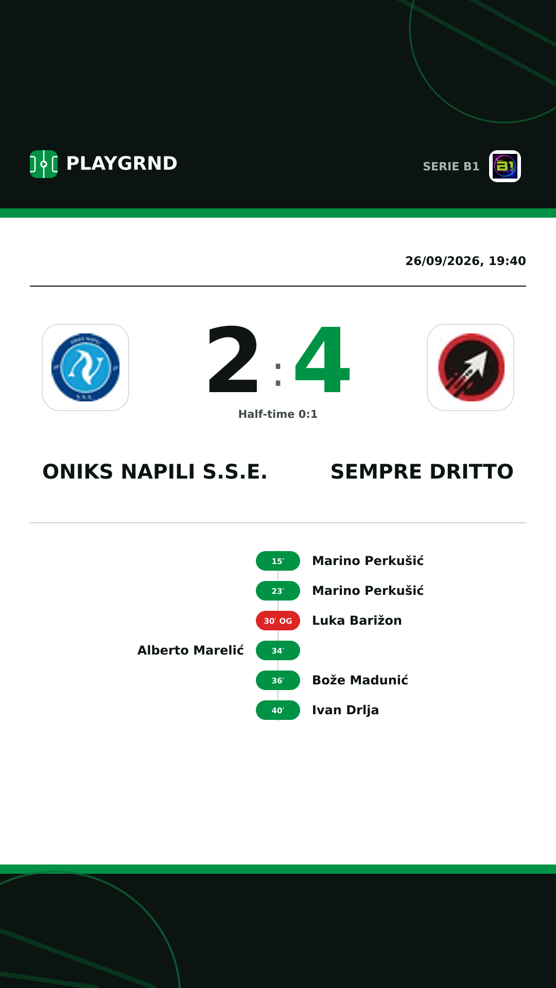 Instagram artwork: Oniks Napili S.S.E. vs Sempre Dritto