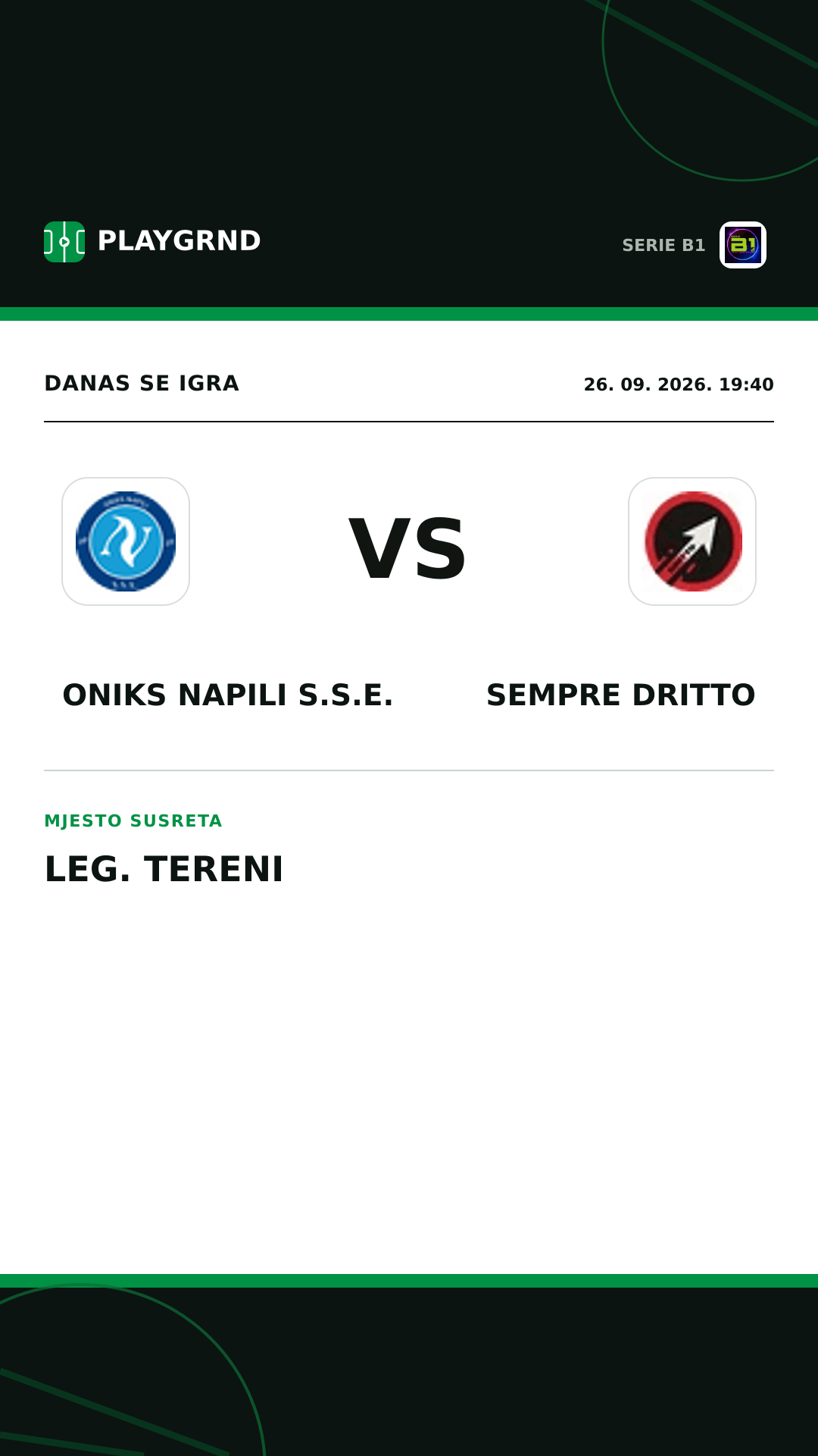 Instagram slika: Oniks Napili S.S.E. vs Sempre Dritto