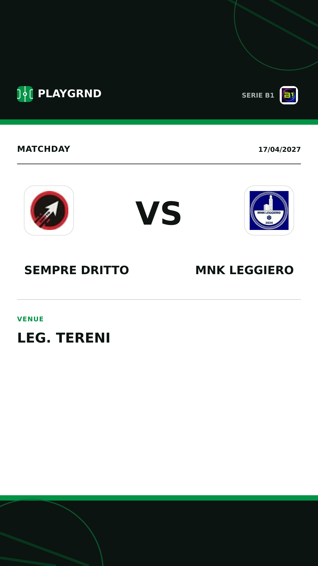 Instagram artwork: Sempre Dritto vs MNK Leggiero