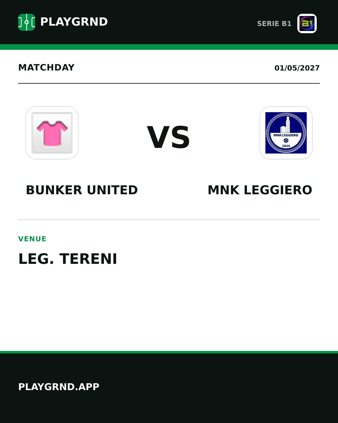 Instagram artwork: Bunker United vs MNK Leggiero