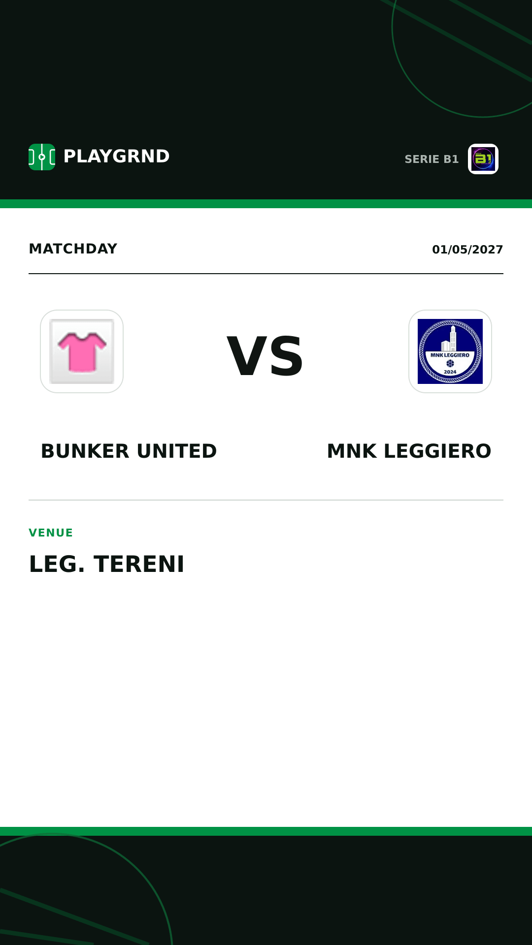 Instagram artwork: Bunker United vs MNK Leggiero